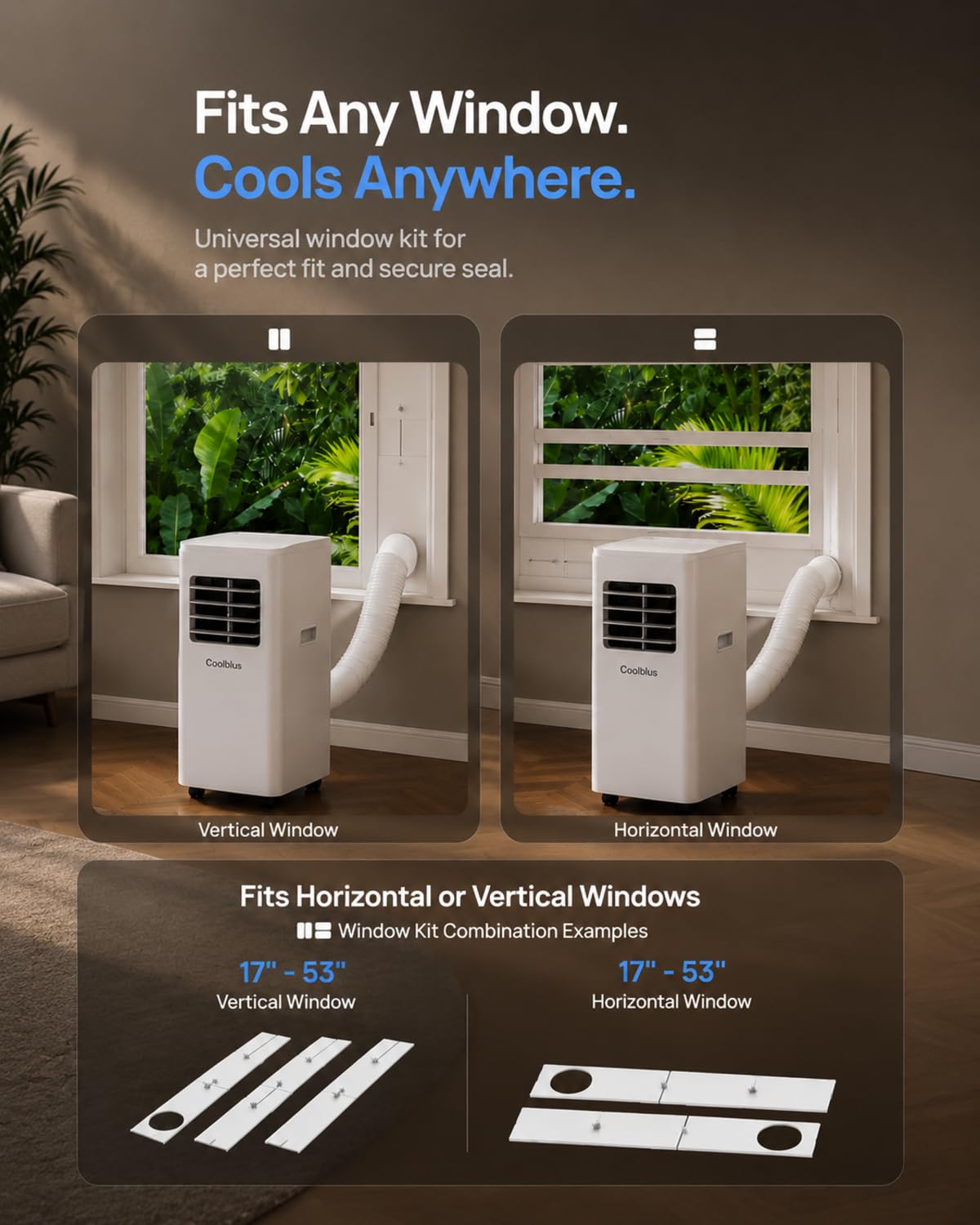 Coolblus Portable Air Conditioners, 8500 BTU Portable AC Cool Up to 360 Sq.Ft, 3 IN 1 with Remote Control, Sleep Mode, Window Kit, No Wall or Window Installation Needed, White-8500BTU