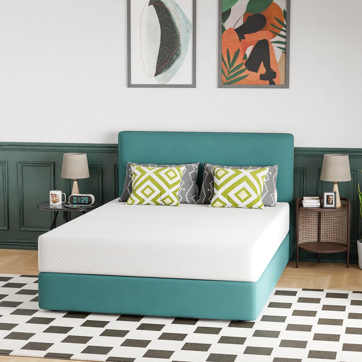 FDW | 10 Inch Queen Mattress | Medium Firm | Gel Memory Foam Mattress | White | Bed in a Box, CertiPUR-US Certified | Pressure Relief, Cooling Ventilated Foam | Washable Removable Cover