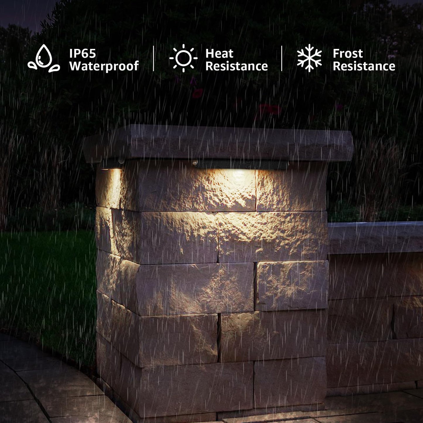 SUNVIE LED Hardscape Lighting, 12 Inch, 7W, Waterproof, 2700K Soft White, Matte Black, Model CLWF0712C, 12 Pack
