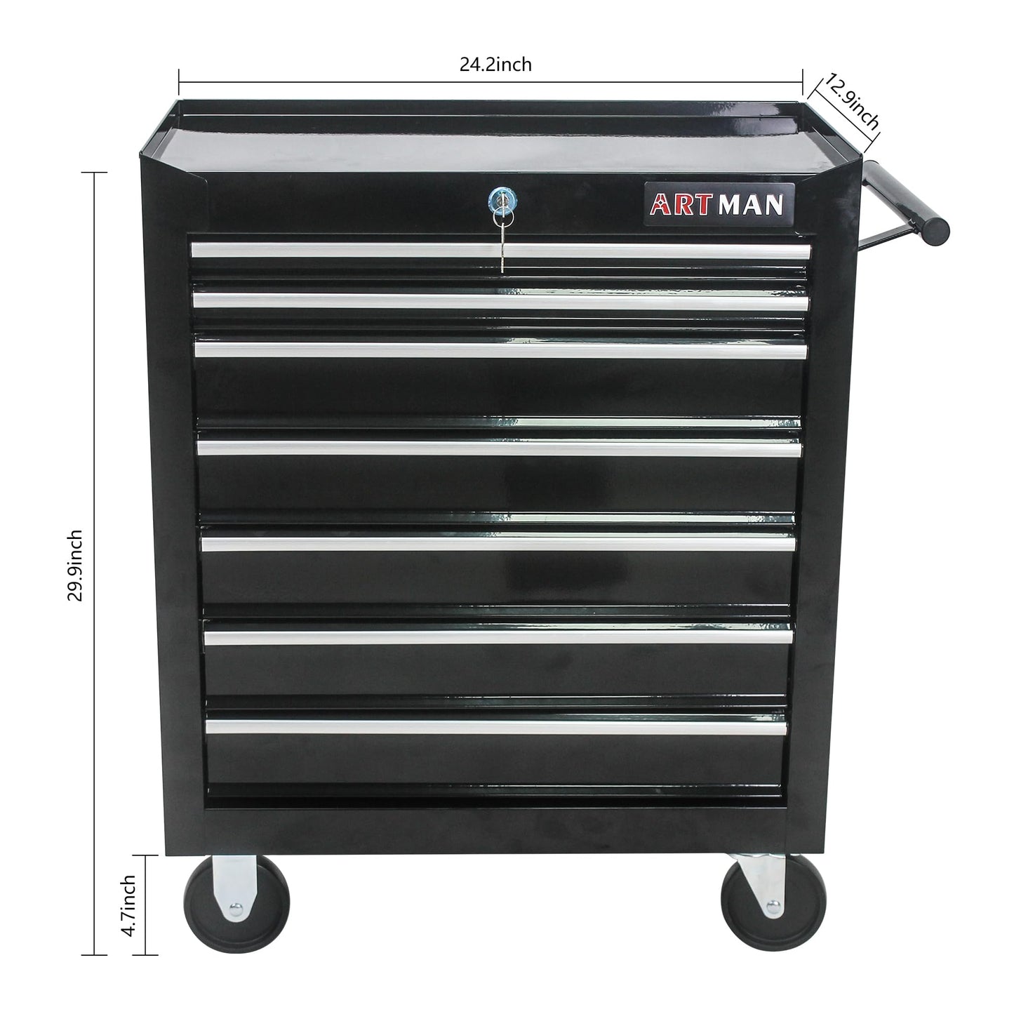 EliteZ 7-Drawer Rolling Tool Box, Tool Chest with Wheels and Locking System,High Capacity Tool Storage Cabinet Organizer (Black)