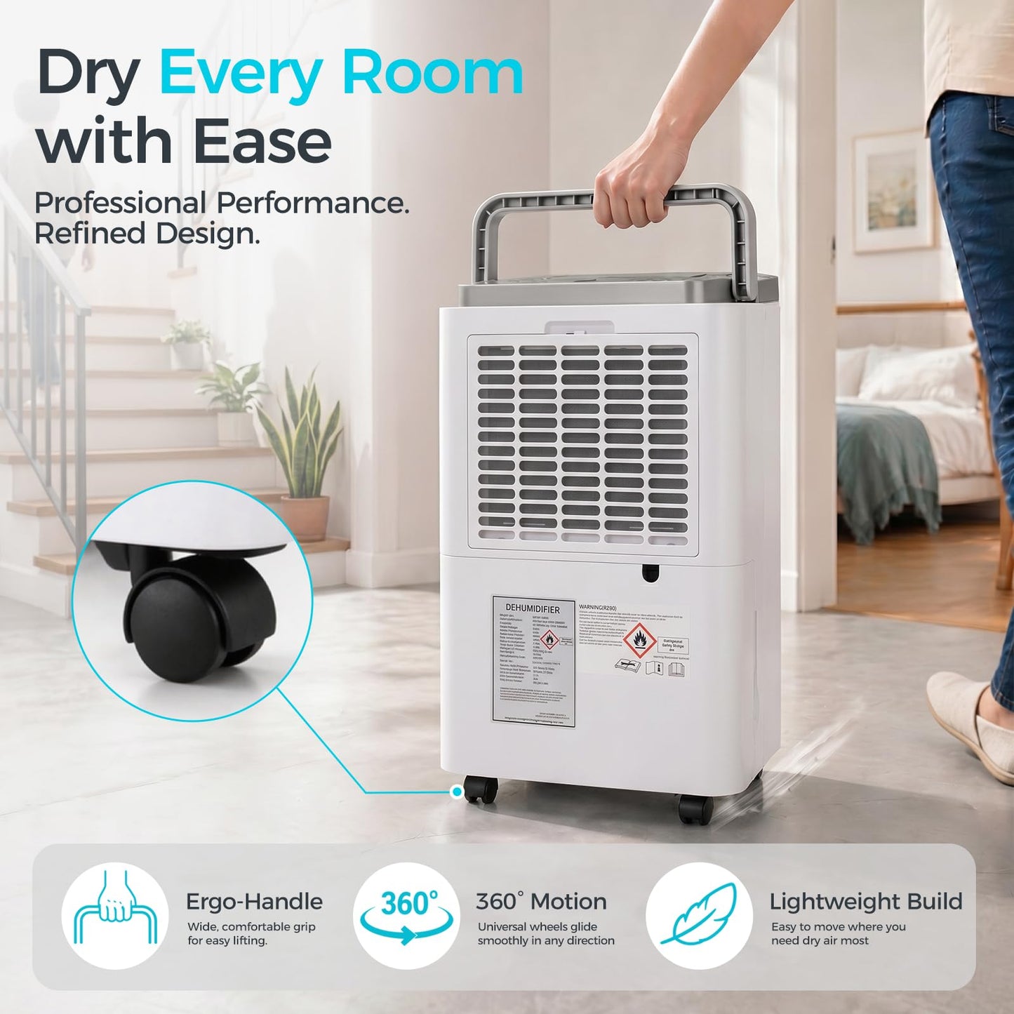 AIRCYAN 4500 Sq.Ft Most Efficient Energy Star 2025 Dehumidifier for Basement, Max 65 Pint Smart Dehumidifier with WiFi Intelligent Humidity Control,Air Purifier HEPA Filter for Home,Garage,RV