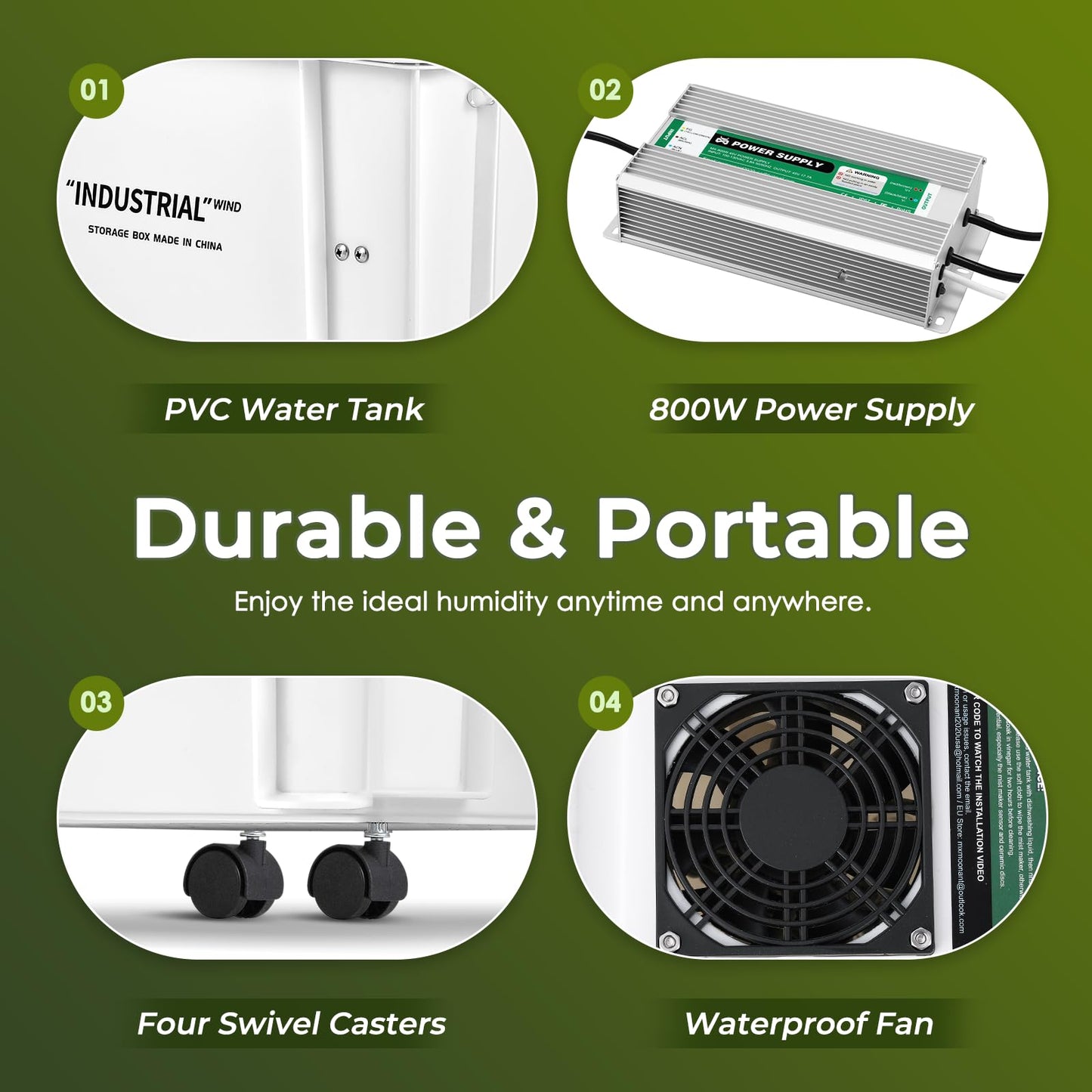 Mxmoonant 20kg/H Ultrasonic Mist Maker DIY Humidifier Kit, Adjustable Mist Volume | Automatic Water Filling | Humidity Controller Cool Mist Humidifier for Mushroom Growing, Greenhouses 110V