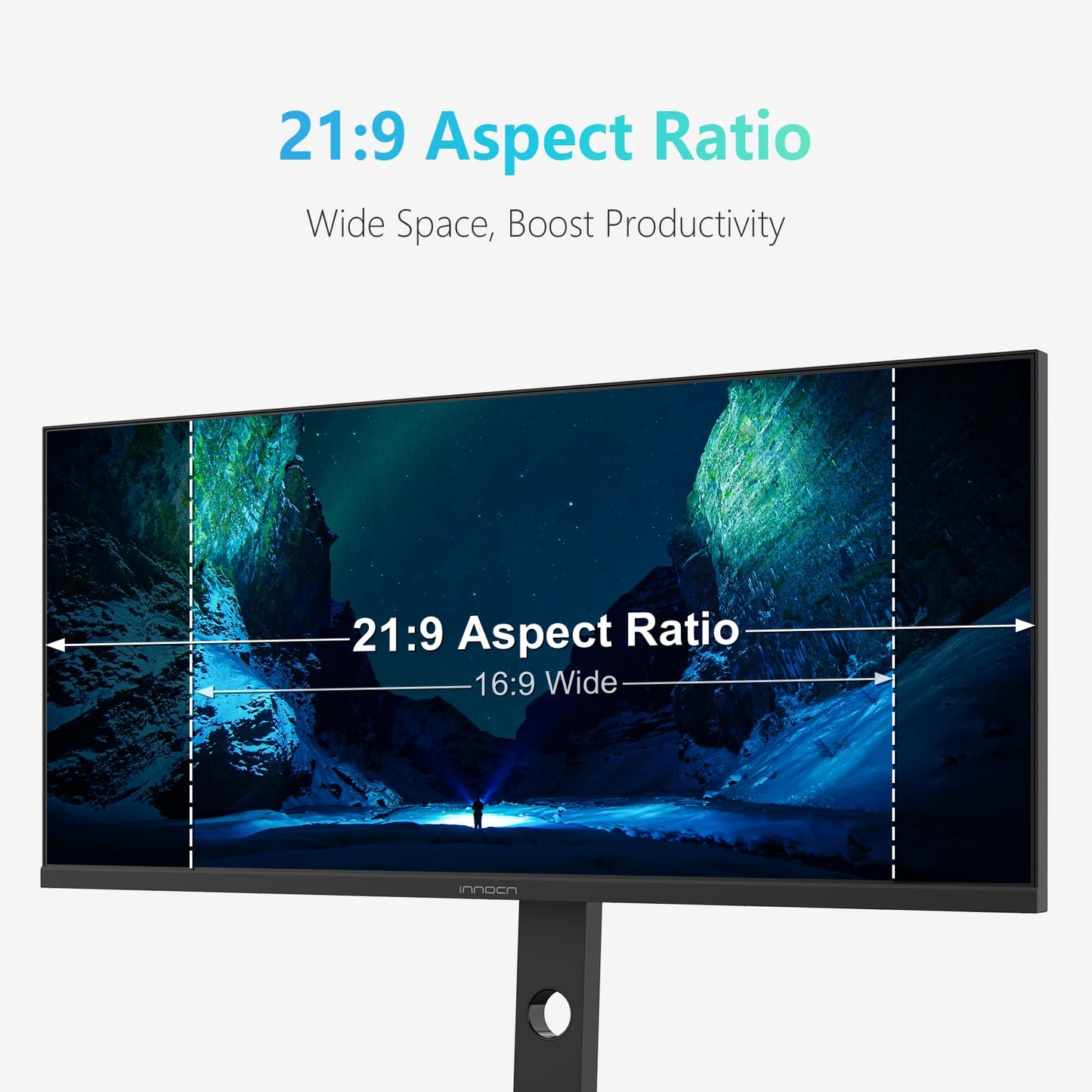 INNOCN 34" Ultrawide Monitor WQHD 3440 x 1440P 180Hz IPS PC Adaptive-Sync G-SYNC Compatible, HDMI, DP, PIP/PBP, 21:9, HDR, MPRT, Built-in Speaker, Height Adjustable, Eye Care - 34C1R
