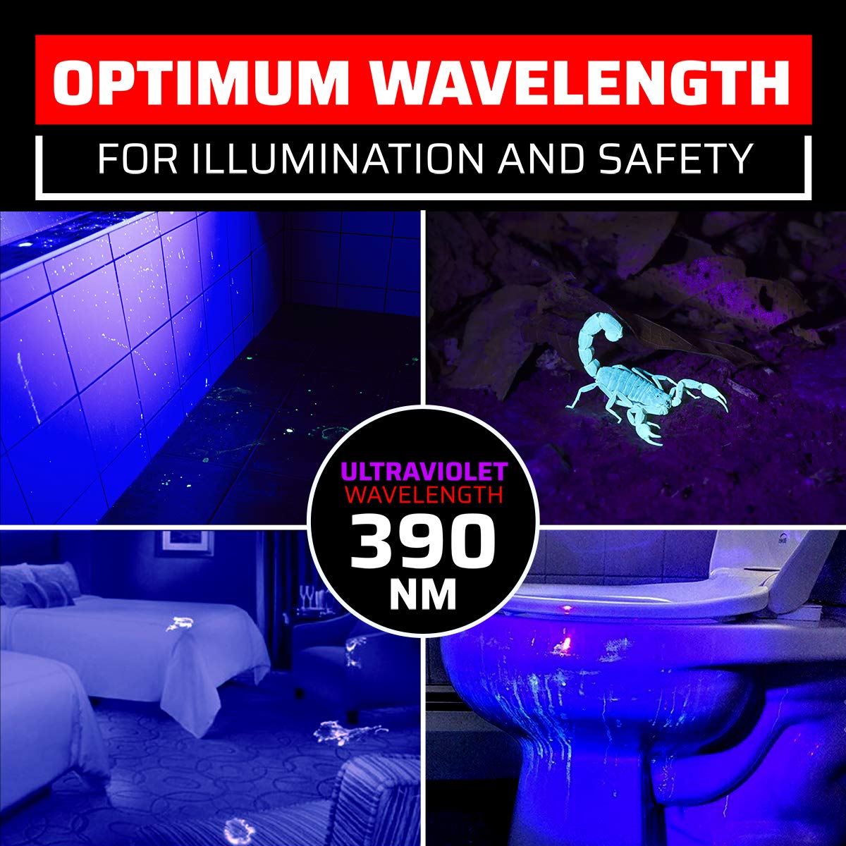 GearLight UV Black Light Flashlight S100 - 2 Pack Mini Blacklight for Leak Detection, Pet Urine, Stains - Black Color