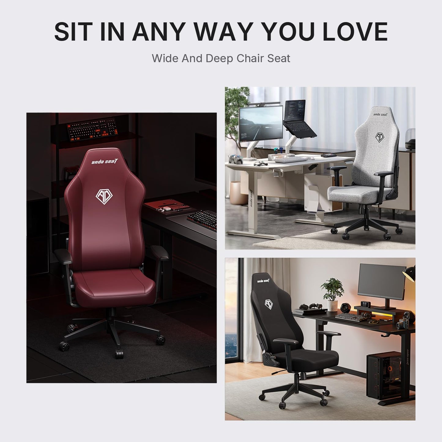 Anda Seat MANA Gaming Chair for Adults - Ergonomic Maroon Leather Game Chairs with Adjustable Armrest, Comfortable Office Chair with Lumbar Support, Heavy Duty Wide Computer Seat for Home & Work