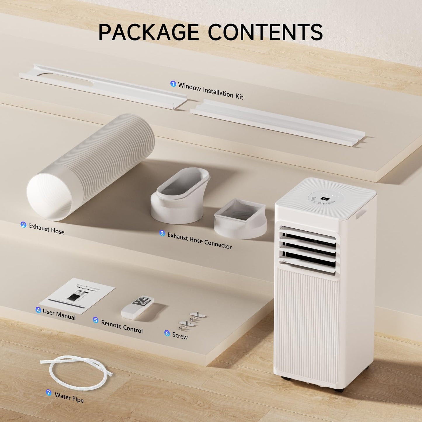 Portable Air Conditioners 16,000 BTU 5-in-1 Air Conditioner Portable Up to 850 Sq.Ft., Portable AC Unit with Cool, Fan, Dehumidifier, 24H Timer, Sleep Smart WiFi Remonte Installation Kit Included