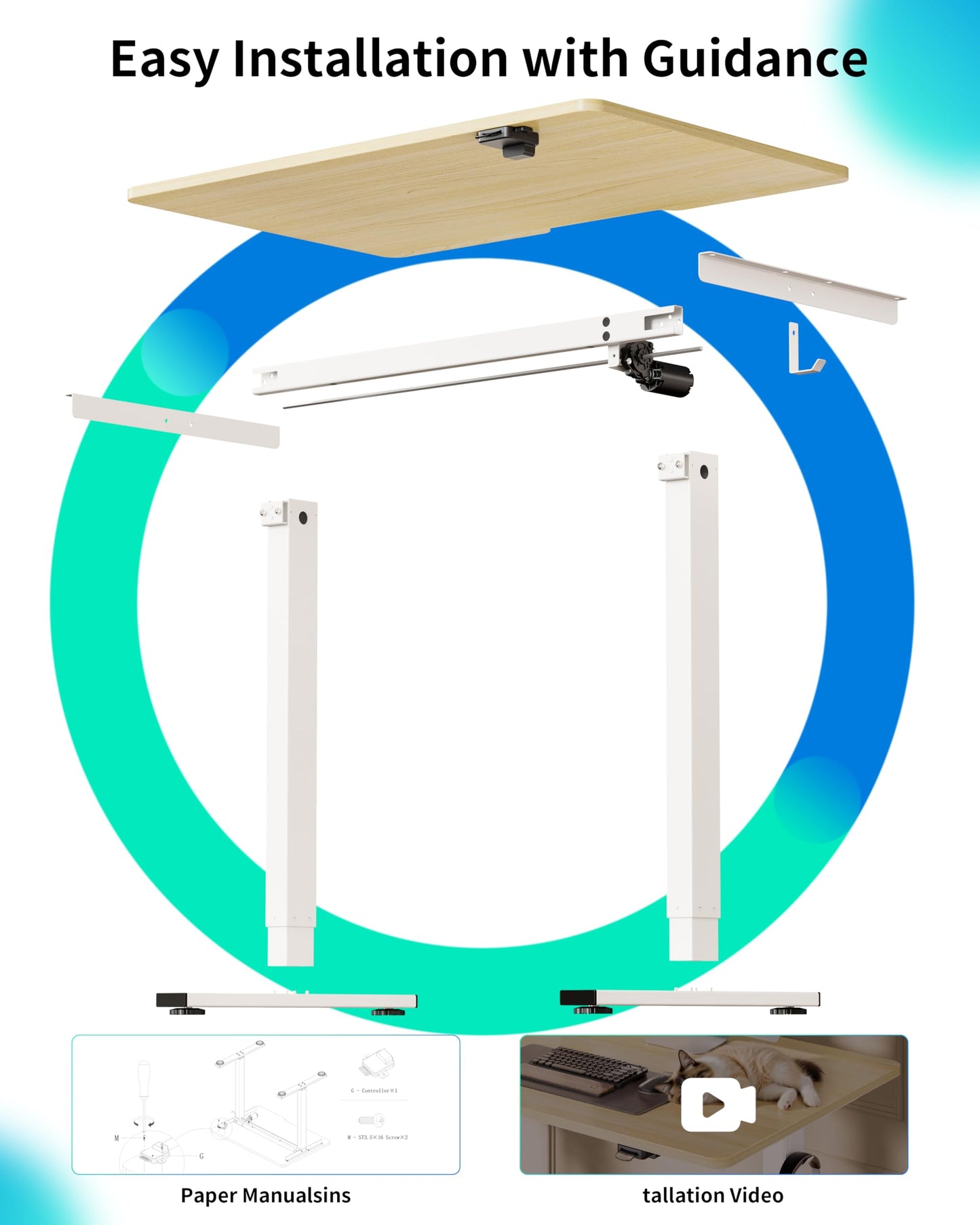 BIZUM 35.4" Small Electric Standing Desk Height Adjustable, Whole Piece Stand Up Computer Desk Work Study Writing Gaming Desks for Home Office Oak