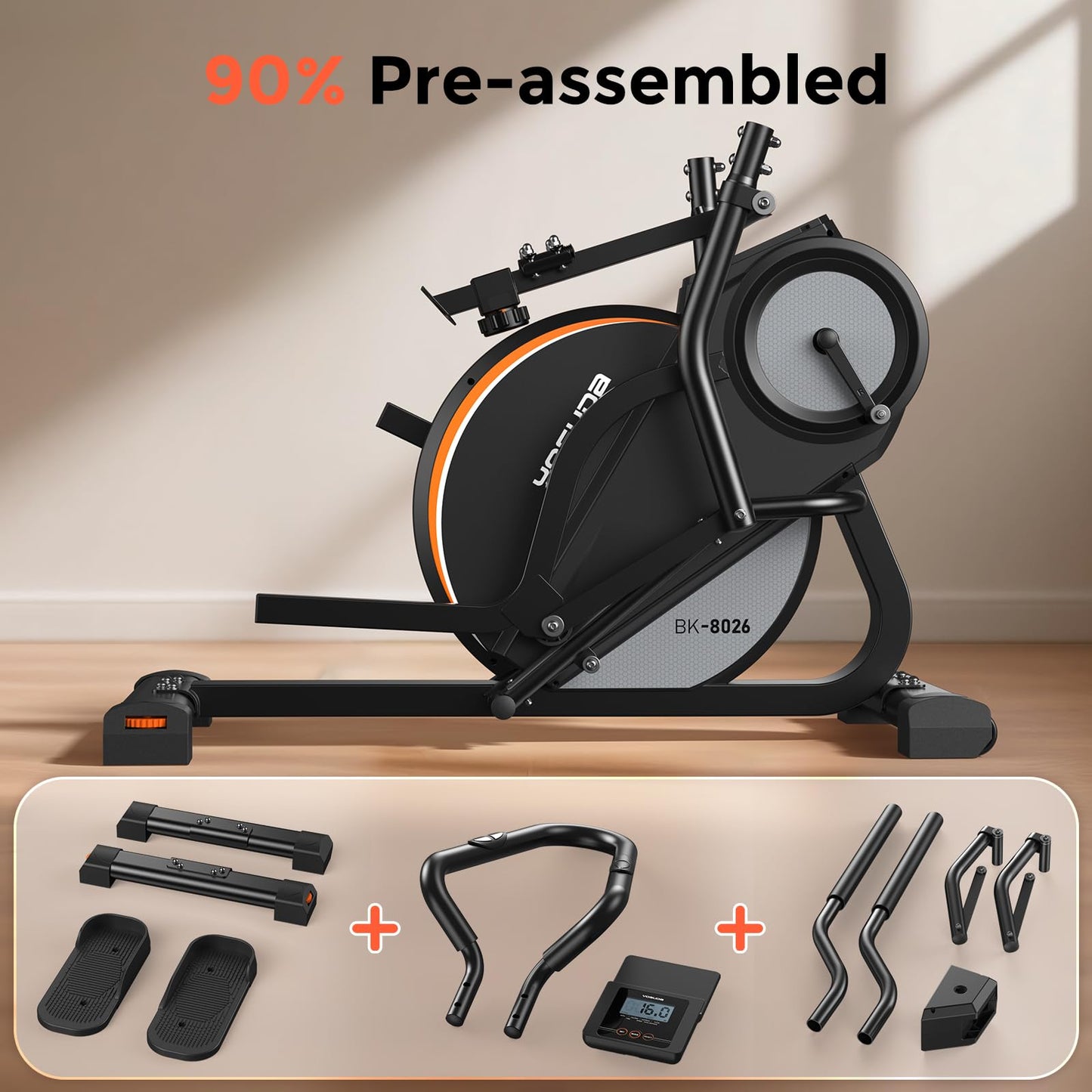 YOSUDA Elliptical Exercise Machine, Compact 3-in-1 (Elliptical + Cardio Climber + Stair Stepper) Elliptical for Home with 45°Incline, 15.5IN Stride, 16 Levels Resistance, Support Kinomap/Fed APP