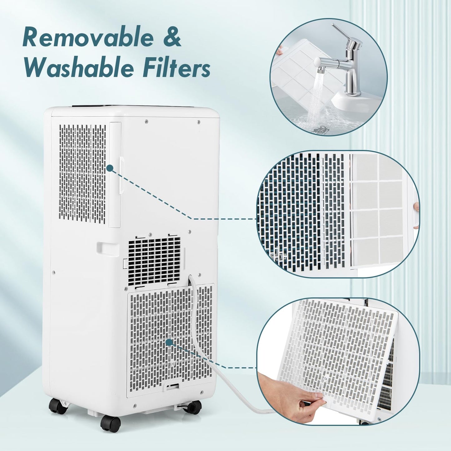 COSTWAY Portable Air Conditioner, 10000 BTU Portable AC Unit with Fan & Dehumidifier, Smart Sleep Mode, 24H Timer, Auto Swing & Window Installation Kit, Cools up to 350 Sq.Ft (10000 BTU)
