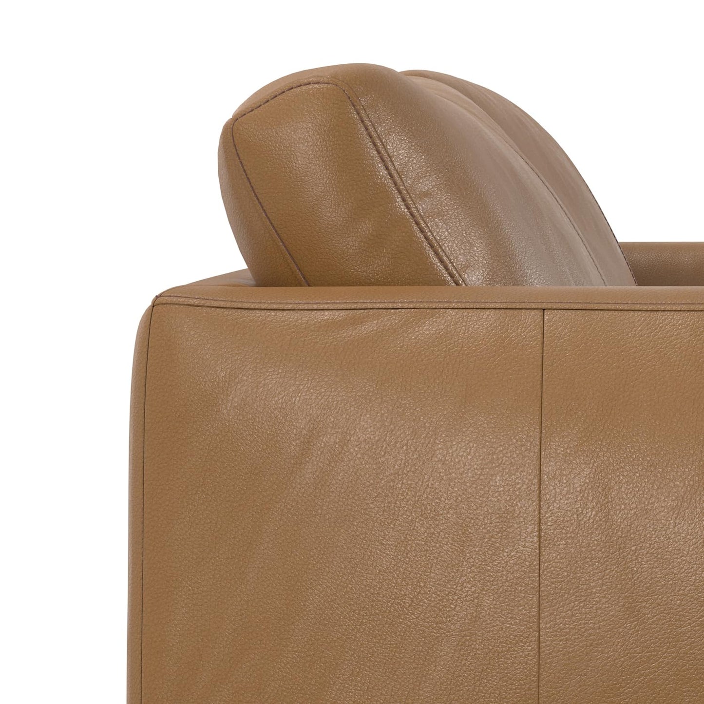 SIMPLIHOME Stevens Sofa in Genuine Leather, Butternut Brown, 81-inch Wide, Solid Wood Frame, Modern Living Room Furniture