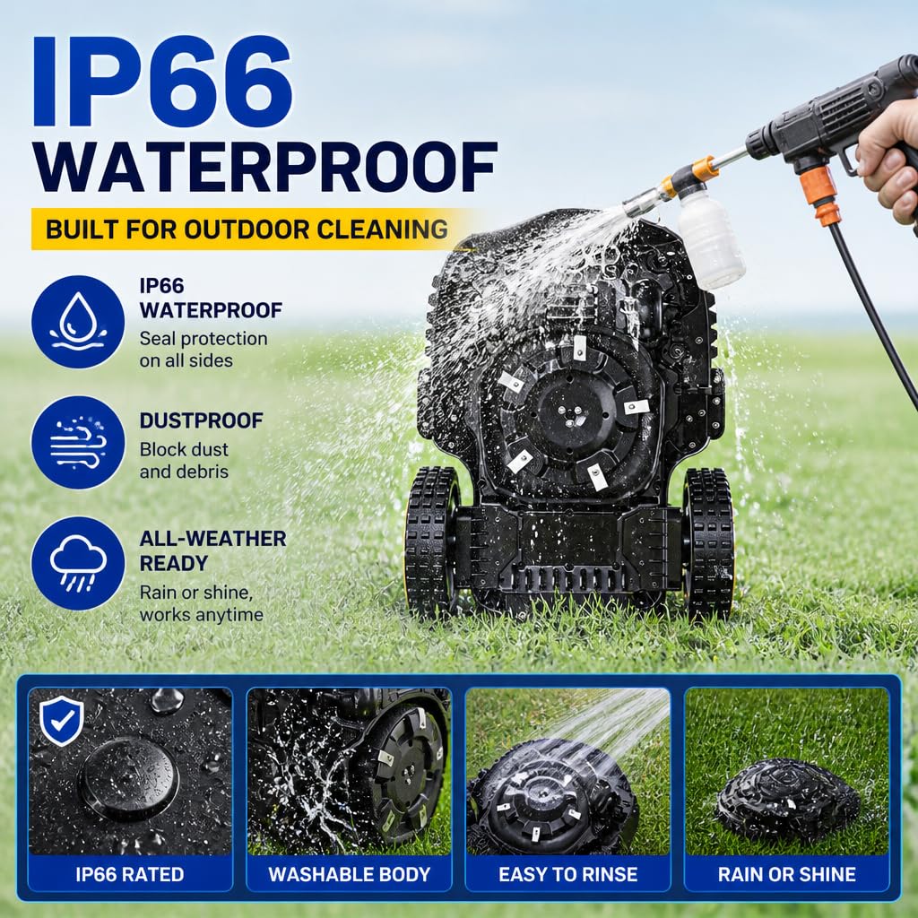 Robot Lawn Mower, Wire-Free Robotic Mower for 0.99 Acres, No Perimeter Wire, Auto-Mapping, RTK + AI 3D Vision Navigation, 300+ Object Avoidance, 57% Slope, IP66 Automatic Grass Cutter