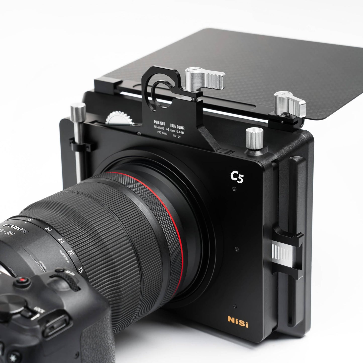 NiSi, Cinema C5 Matte Box Cinema Kit - 95mm Clamp-On, 4x4 & 4x5.65 Filter Slots - Rotating CPL, 1-5 Stop VND, 4-Stop ND, 1/8 Black Mist - Includes (67/72/77/82mm) Adapters, Filter Trays & Travel Pouch