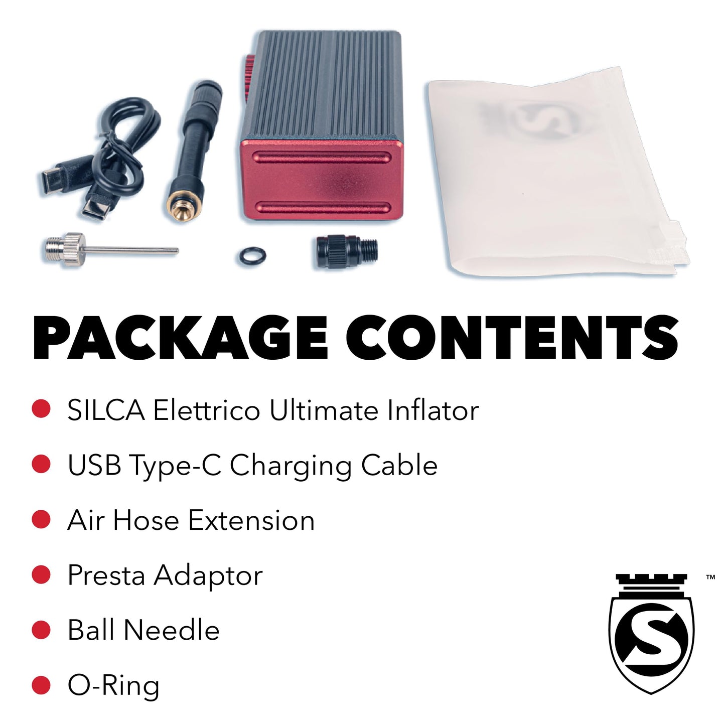 SILCA ELETTRICO Ultimate Electric Bike Pump - 100 PSI Digital Bicycle Tire Pump with Auto Shut-Off, USB-C Rechargeable, Ultra-Light & TSA-Compliant for Travel - Universal Compatibility