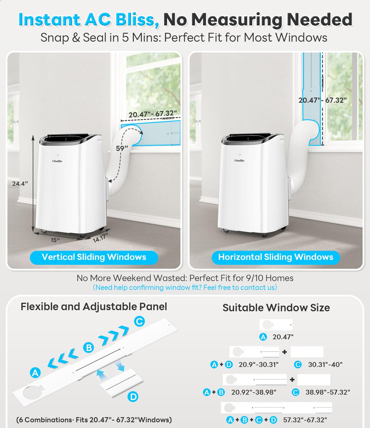 12,000 BTU Portable Air Conditioner Cools Up to 550 Sq.Ft, Auto-Evaporation Low Noise Portable AC Unit with Remote Control Fits for Large Room, Office, Garage, White