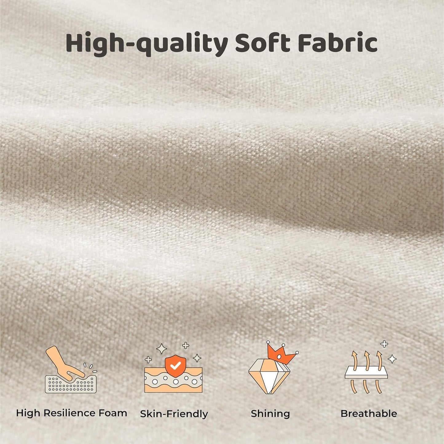 RECCI AirFrame Queen Bed Frame, Cloud Upholstered Platform Bed Frame, 5 Inch Fully Boxy Foam Cushioned, Square Shape Base, No Box Spring Needed, Easy Assembly | Beige Chenille, Soft Low-Profile