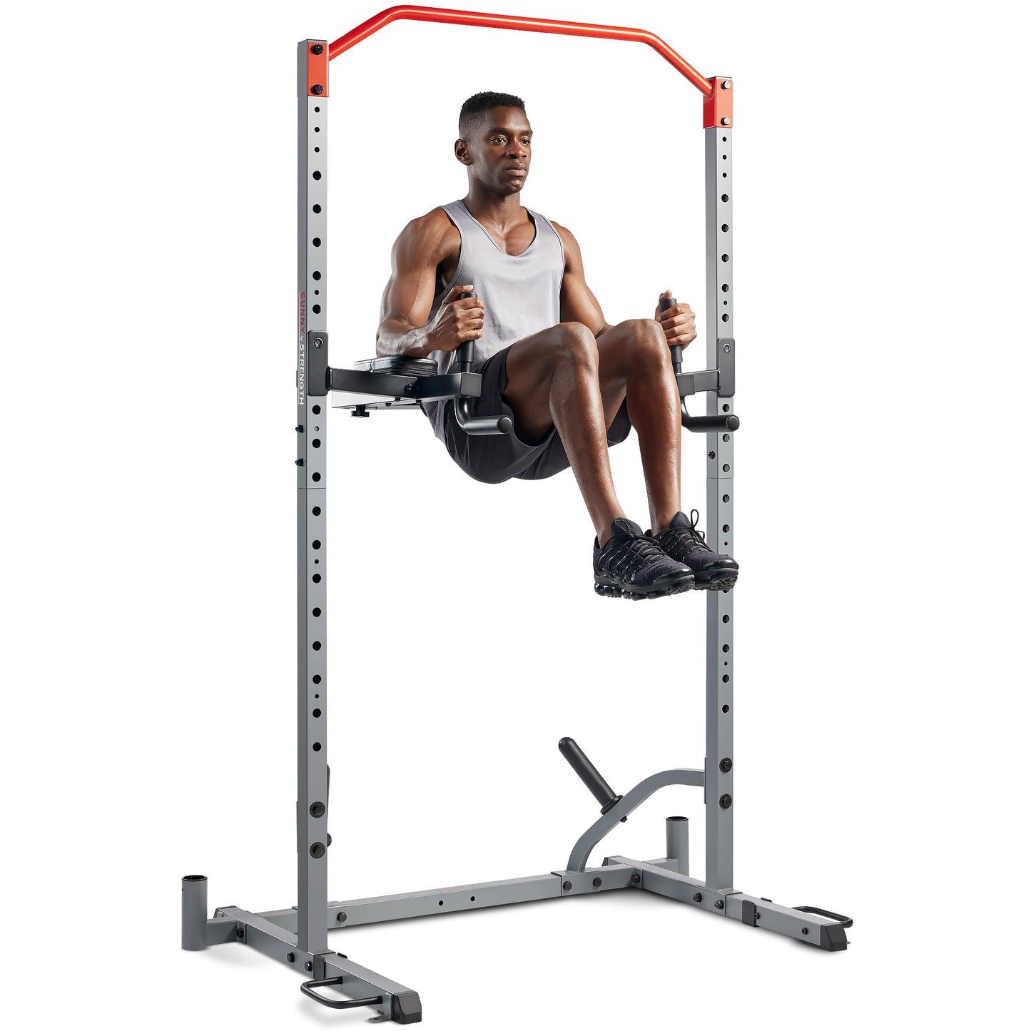 Sunny Health & Fitness Captain's Chair Adjustable Multi-Function Dip Station, Push-Up, Leg Raises & Core Workout Attachment with Adjustable Height - SF-XFA008
