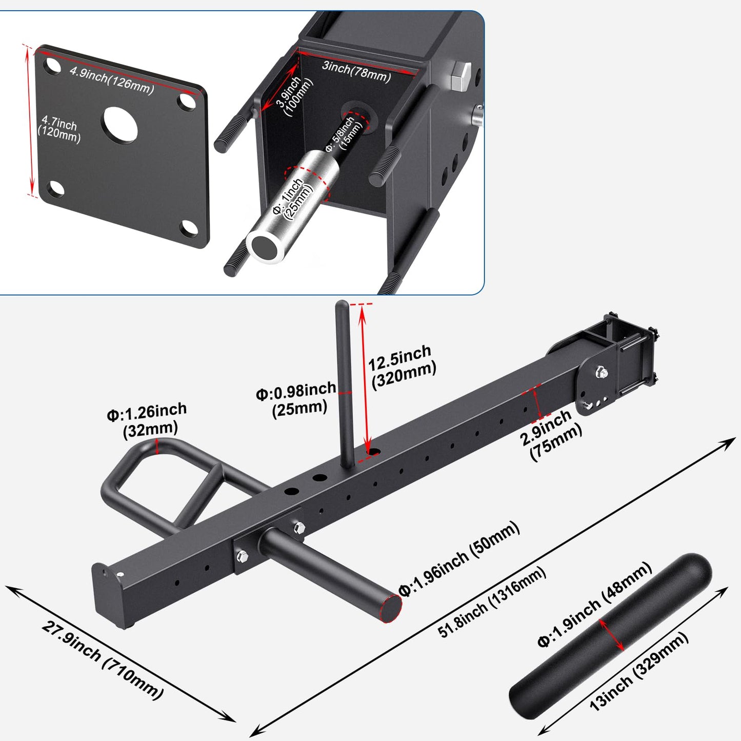 SELEWARE Upgraded Heavy Duty Adjustable Lever Arms for 3x3 Power Racks with 5/8" or 1" Holes, Multi-Grip Jammer Arms, 600lbs Capacity Per Arm, Squat Rack Attachments for Home Gym Strength Training