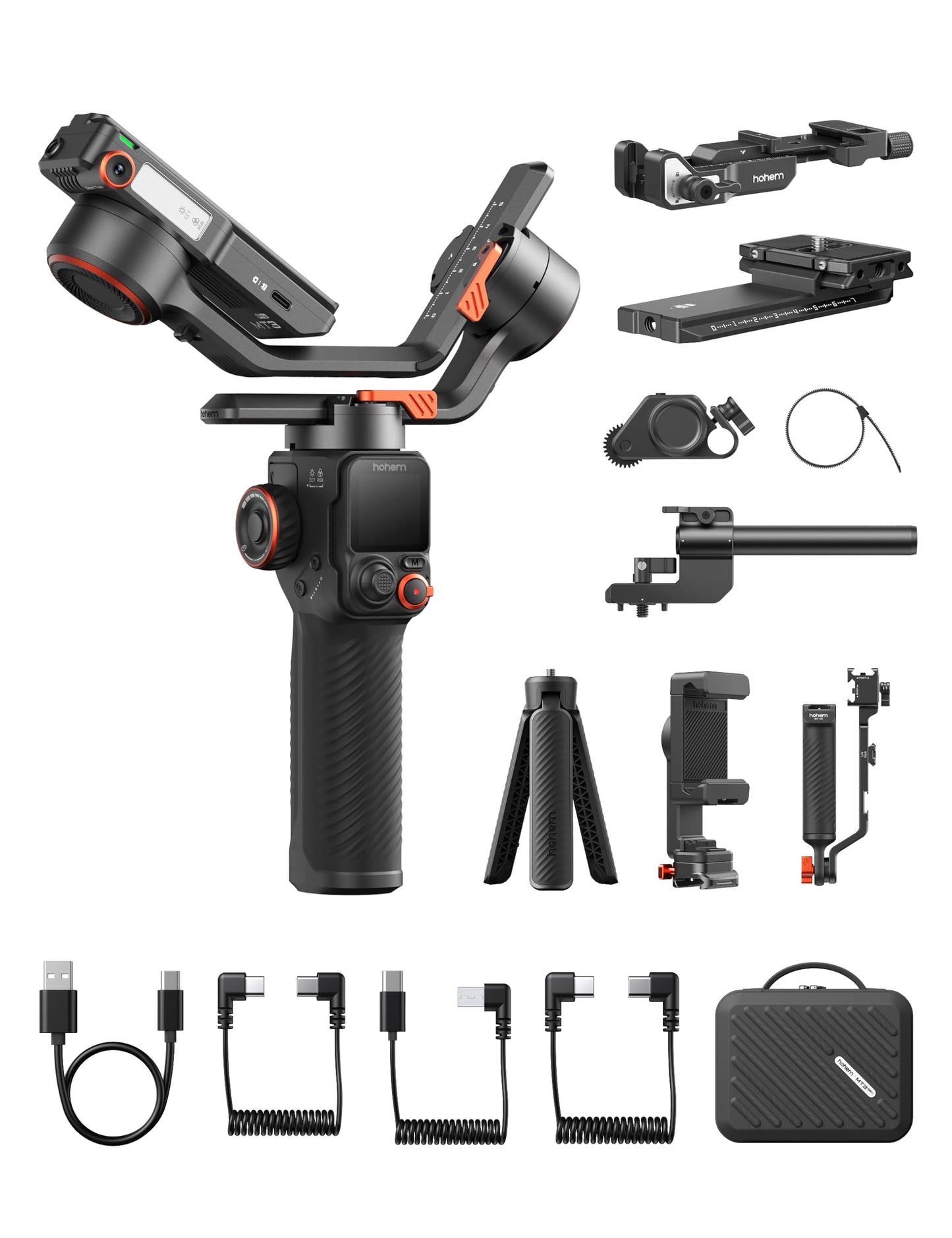 Hohem iSteady MT3 Pro Kit 3-Axis Gimbal Stabilizer for Camera, AI Tracker with Fill Light, for Mirrorless/Pocket/Action Camera/Smartphone, Detachable Touchscreen Control, for Canon/Nikon/Sony/Fujifilm