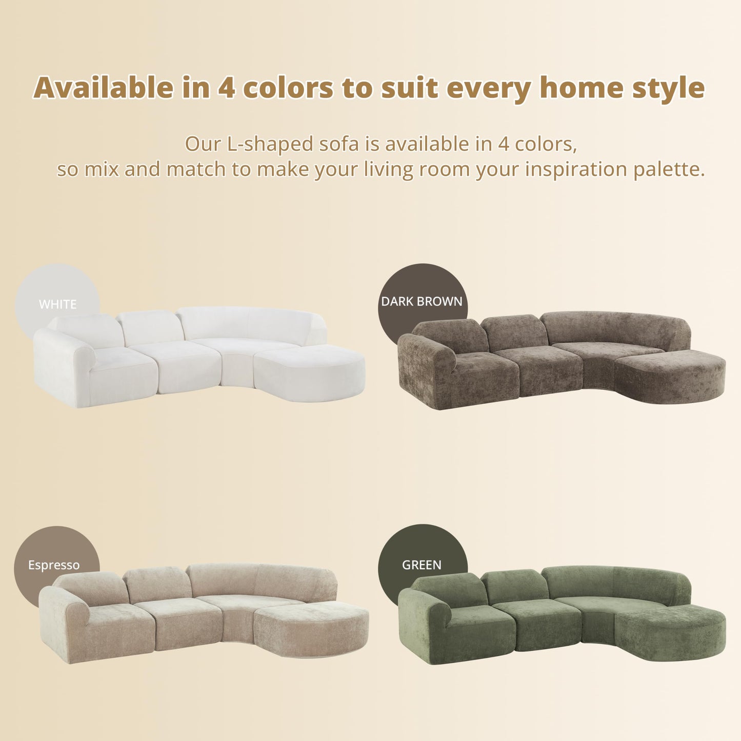 Christopher Knight Home Midel 111" Modular L-Shape Sofa Couch with Chaise Lounge, Modern Boneless Sofa for Living Room, Fabric Upholstered Cloud Couch with Deep Seat, Milky White