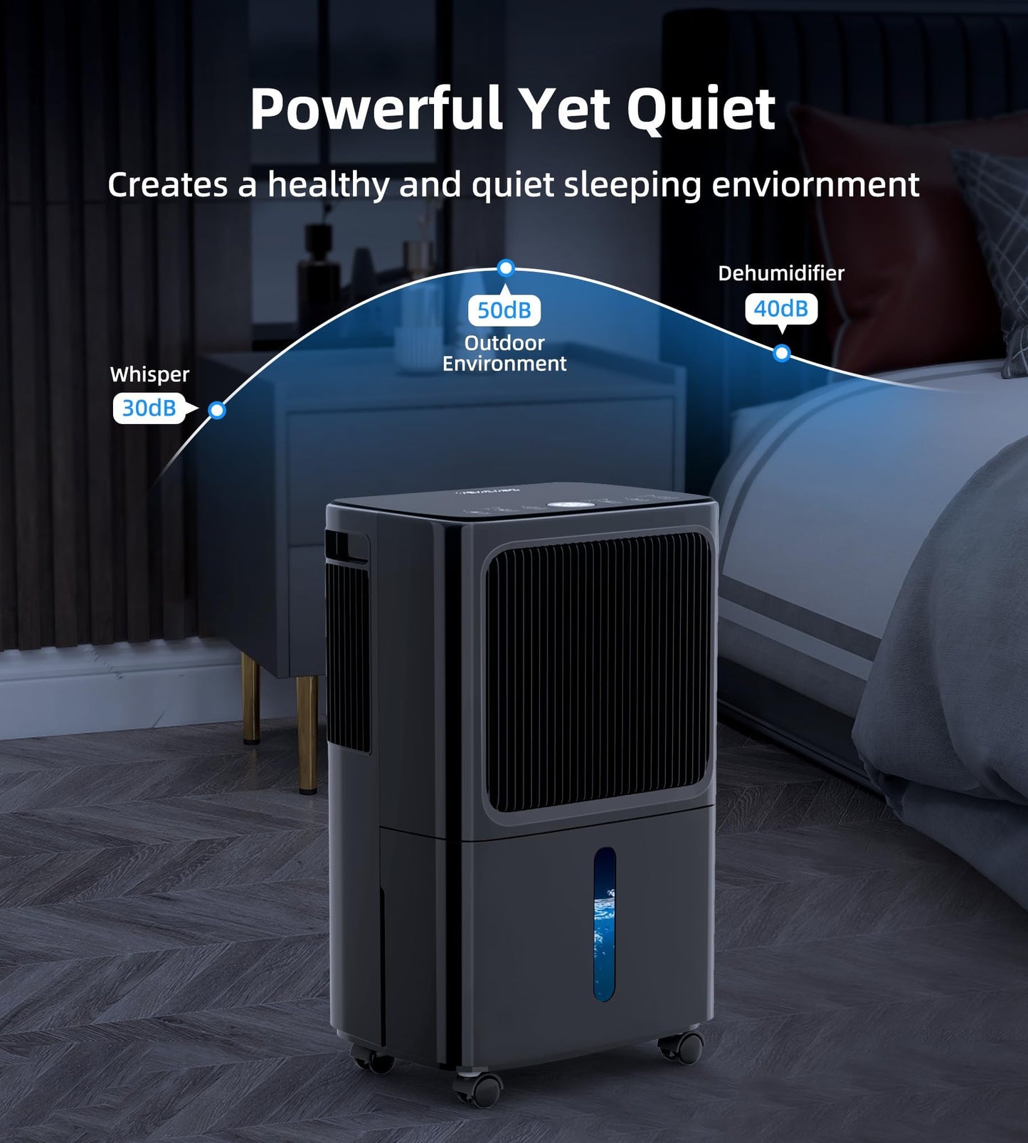 2500 Sq.Ft Dehumidifiers for Home with Drain Hose Max 34 Pints, VEAGASO Dehumidifier for Basement, Bathroom, Bedroom, Three Modes, Intelligent Humidity Control, Dry Clothes, 24HR Timer BLACK