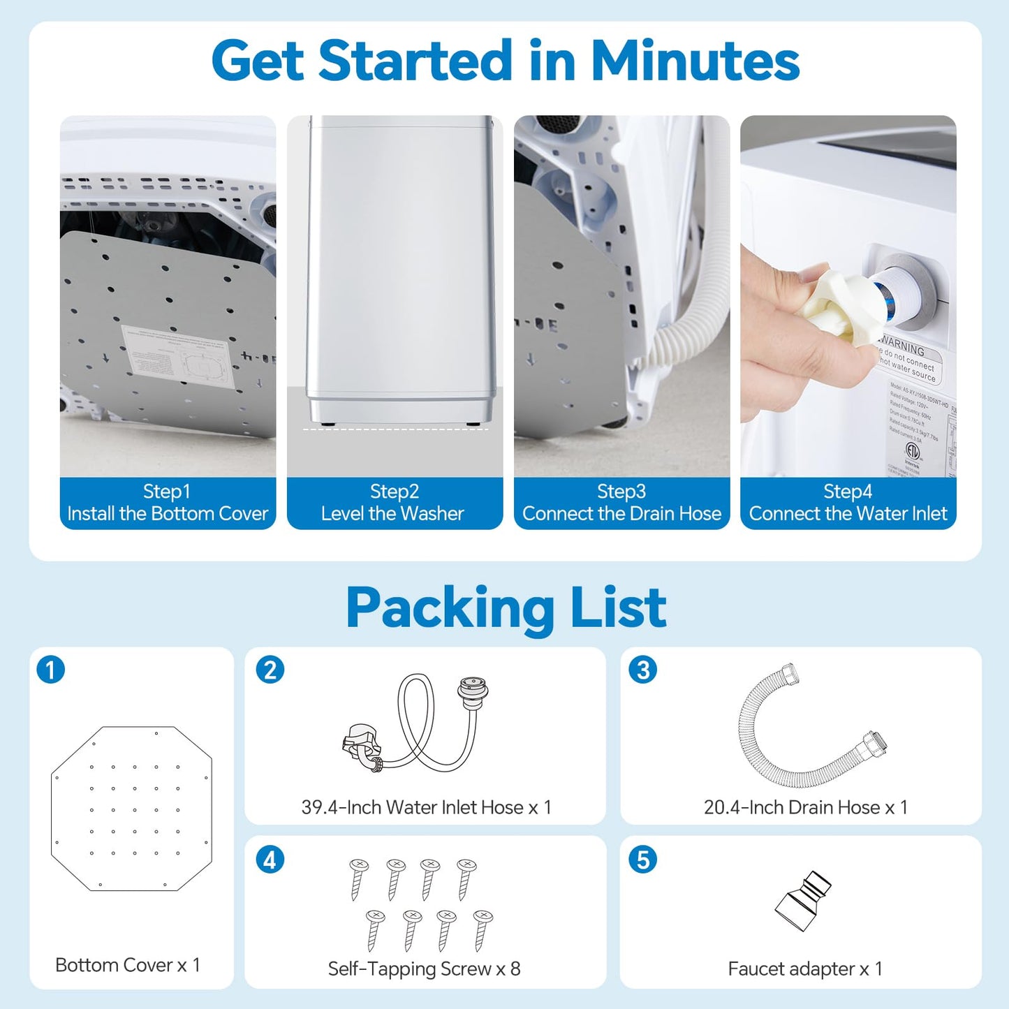 DUMOS 7.7 lbs Compact Washer, 1.06 cu. ft. Full-Automatic Laundry Machine with 10 Wash Programs, Delay Start & Stainless Steel Tub, Portable Washing Machine for Home Dorm Apartment, White