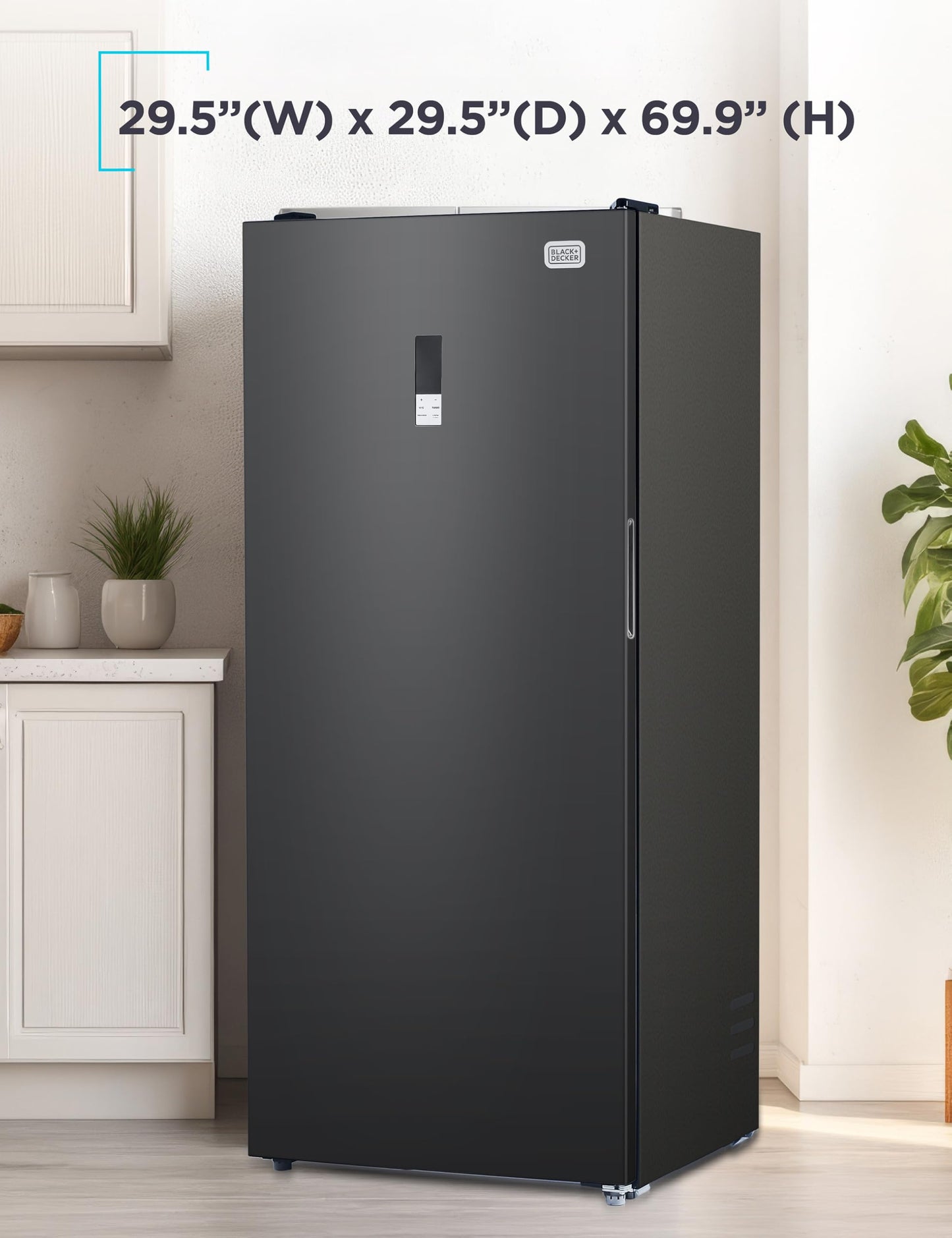 BLACK+DECKER 21 Cu. Ft. Convertible Freezer Refrigerator, Upright Freezer or All Fridge with Glass Shelves, Reversible Door, R600a Refrigerant, ENERGY STAR rated, Frost Free, BUC2100JB, Black