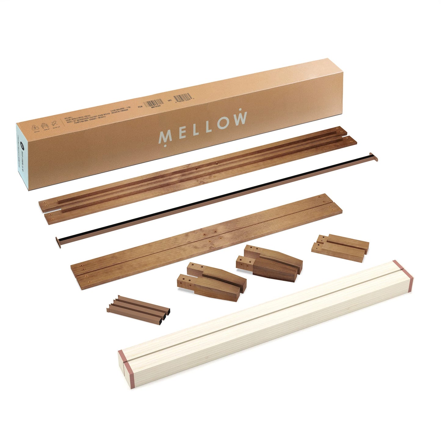 Mellow Naturalista Classic 12 Inch Solid Wood Platform Bed with Wooden Slats, Cal King, Natural Pine