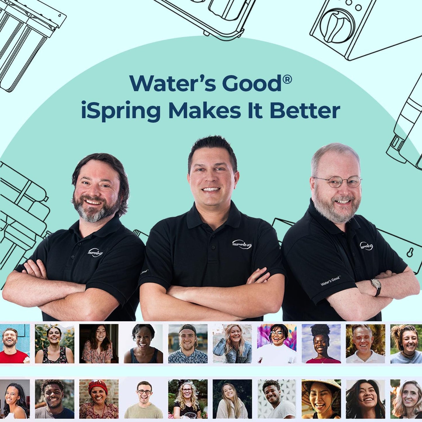 iSpring PFAS & Heavy Metal Whole House Water Filter System, Also Reduces Chlorine, Hydrogen Sulfide, Odor, Bad Taste, SGS-Tested Reducing up to 99% of PFAS, 1” Inlet/Outlet, Model: WGB22B-PFKS