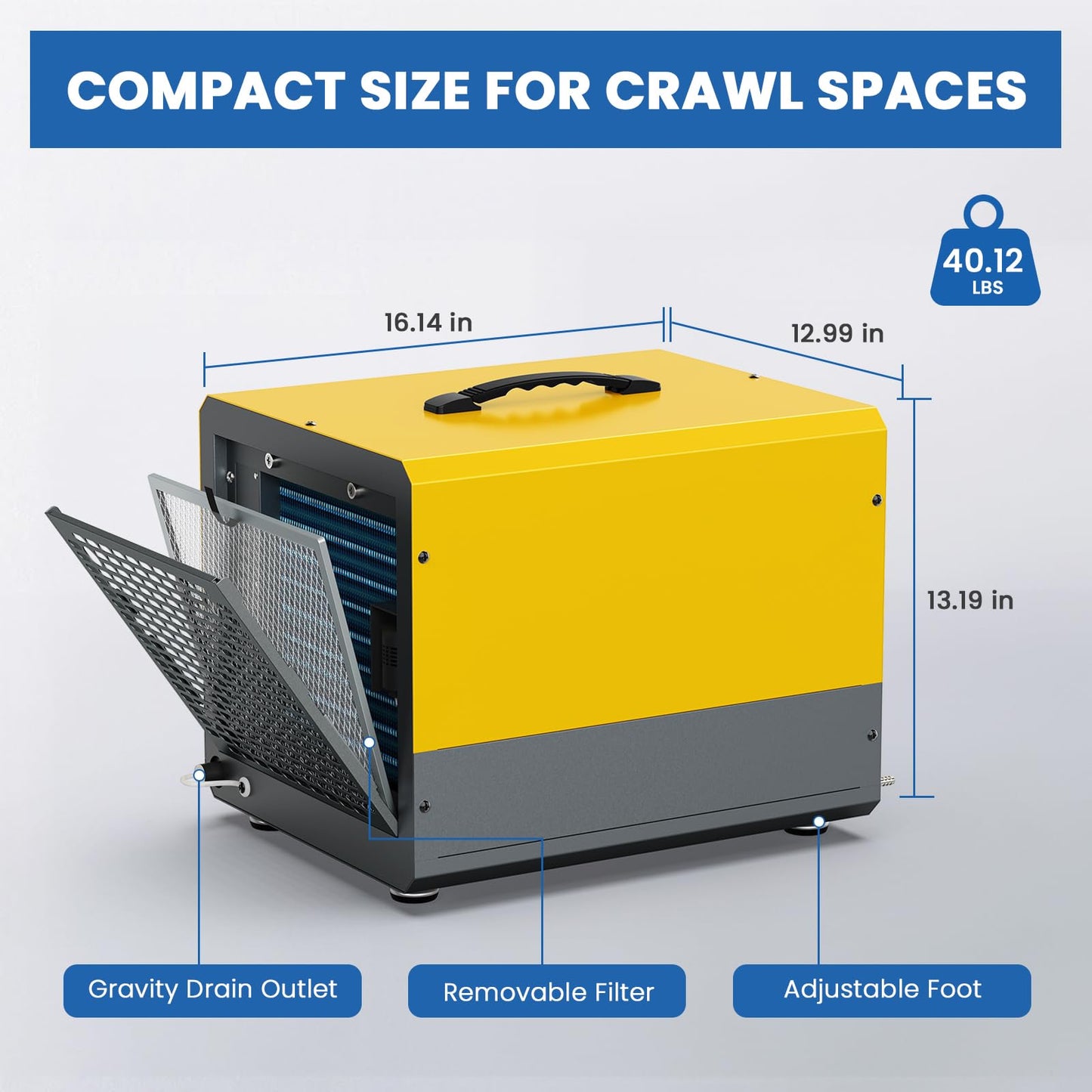 70 Pints ENERGY STAR Commercial Crawl Space Dehumidifier w/Pump & Drain