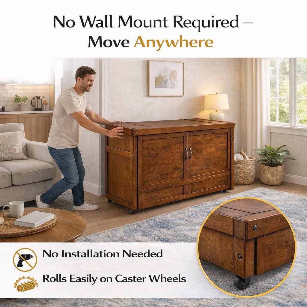 NIGHT & DAY Furniture Murphy Cube Cabinet Bed (Cherry)