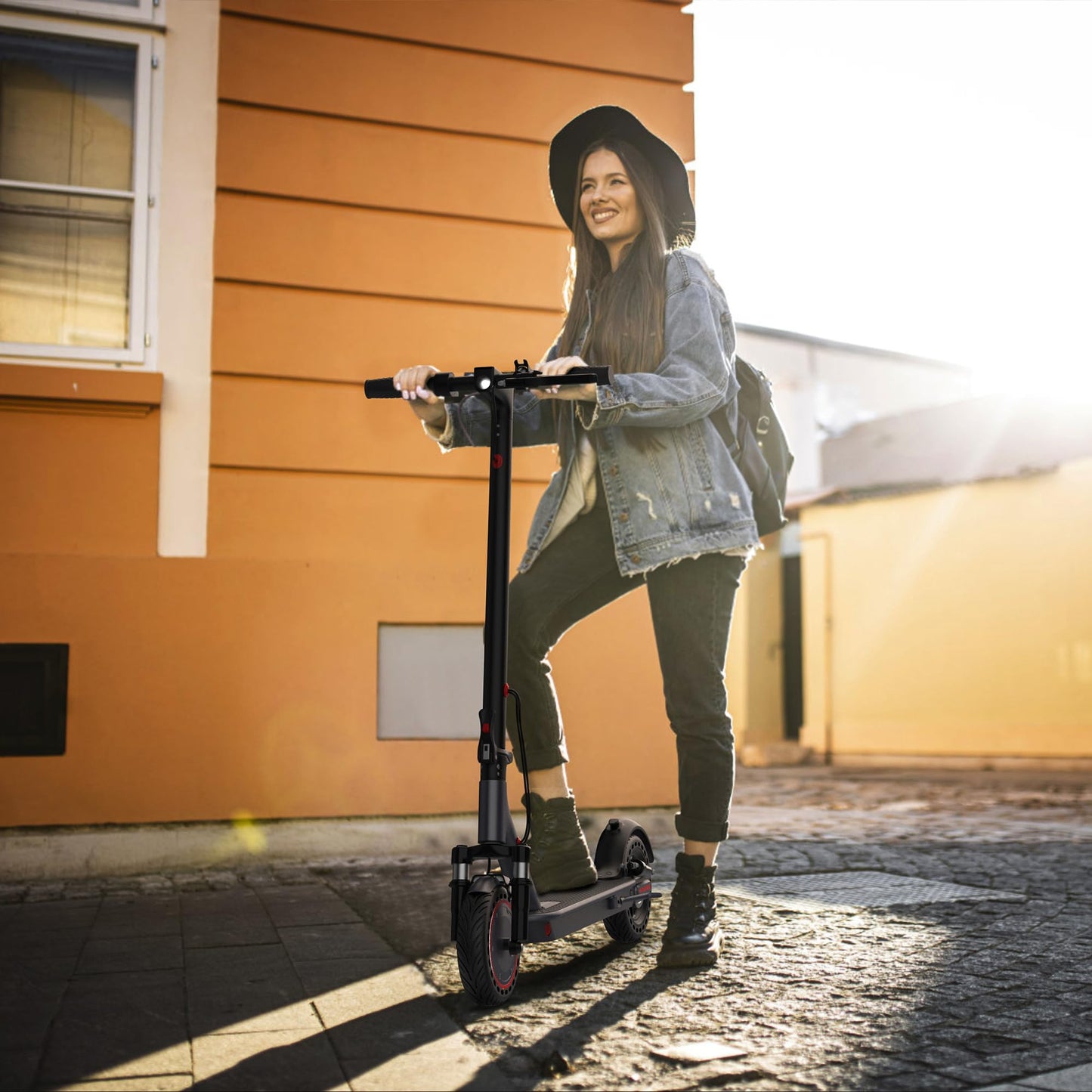 Roinside Electric Scooter - 10" Solid Tires, 500W Motor, Up to 22 MPH& 24 Miles Long-Range Foldable Commuting Scooter for Adults with Double Braking System and Smart App