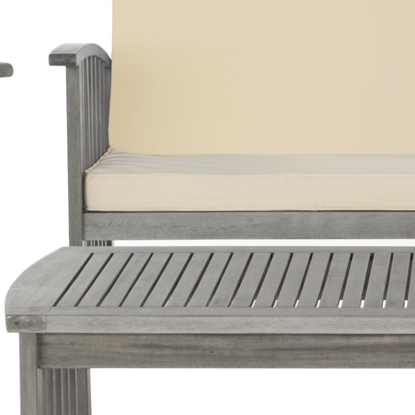 SAFAVIEH Outdoor Collection Rocklin Grey Wash/ Beige 4-Piece Conversation Patio Set with Cushions