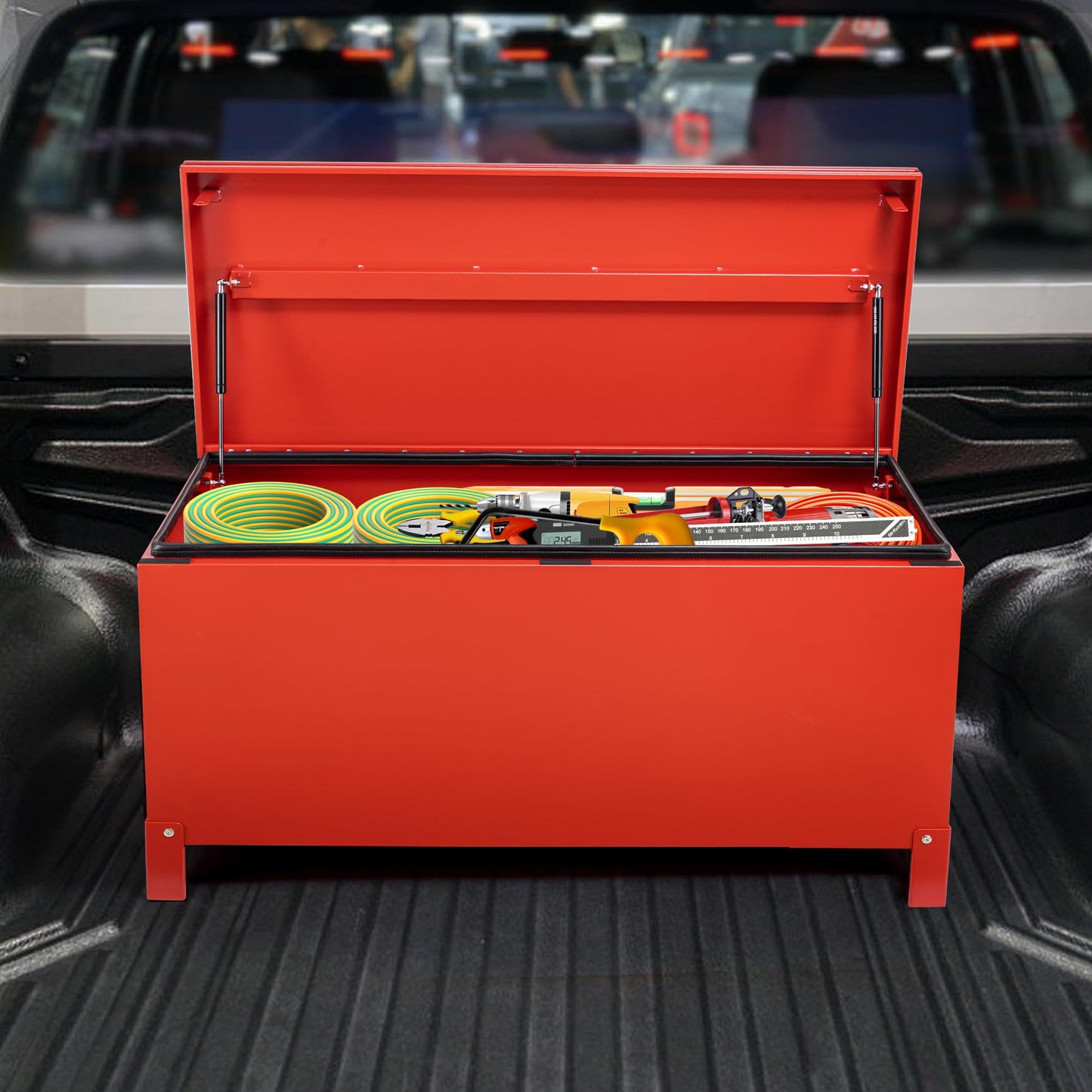 ExploreHorizon Aluminum Truck Tool Box Jobsite Storage Box Toolbox Chest Cabinet Heavy Duty Truck Bed Toolbox Gangboxes Tools Organizer Pick Up Truck Bed RV Trailer With Side Handles