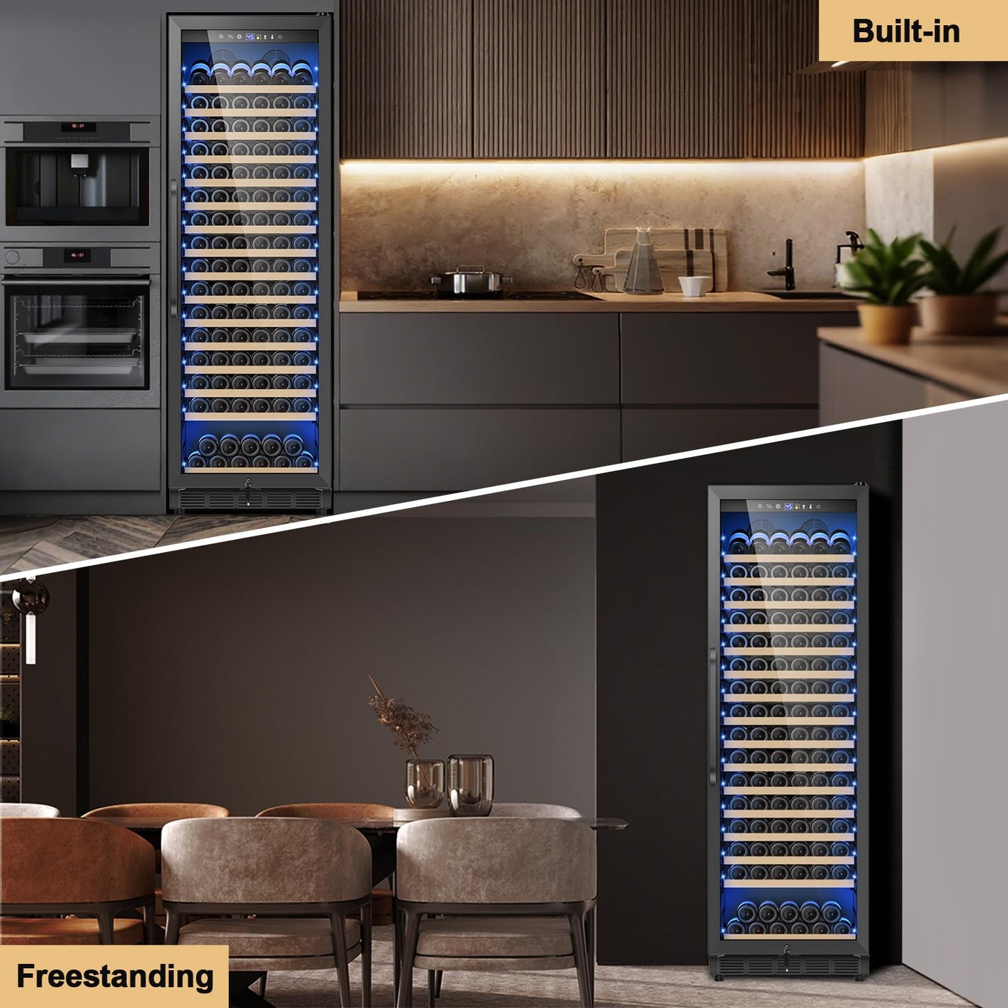 Velieta Upgraded 190 Bottles Wine Cooler Refrigerator,24 Inch Wide Wine Fridge with Professional Temperature Control System,Freestanding or Built-in installation, Quiet Operation,Black