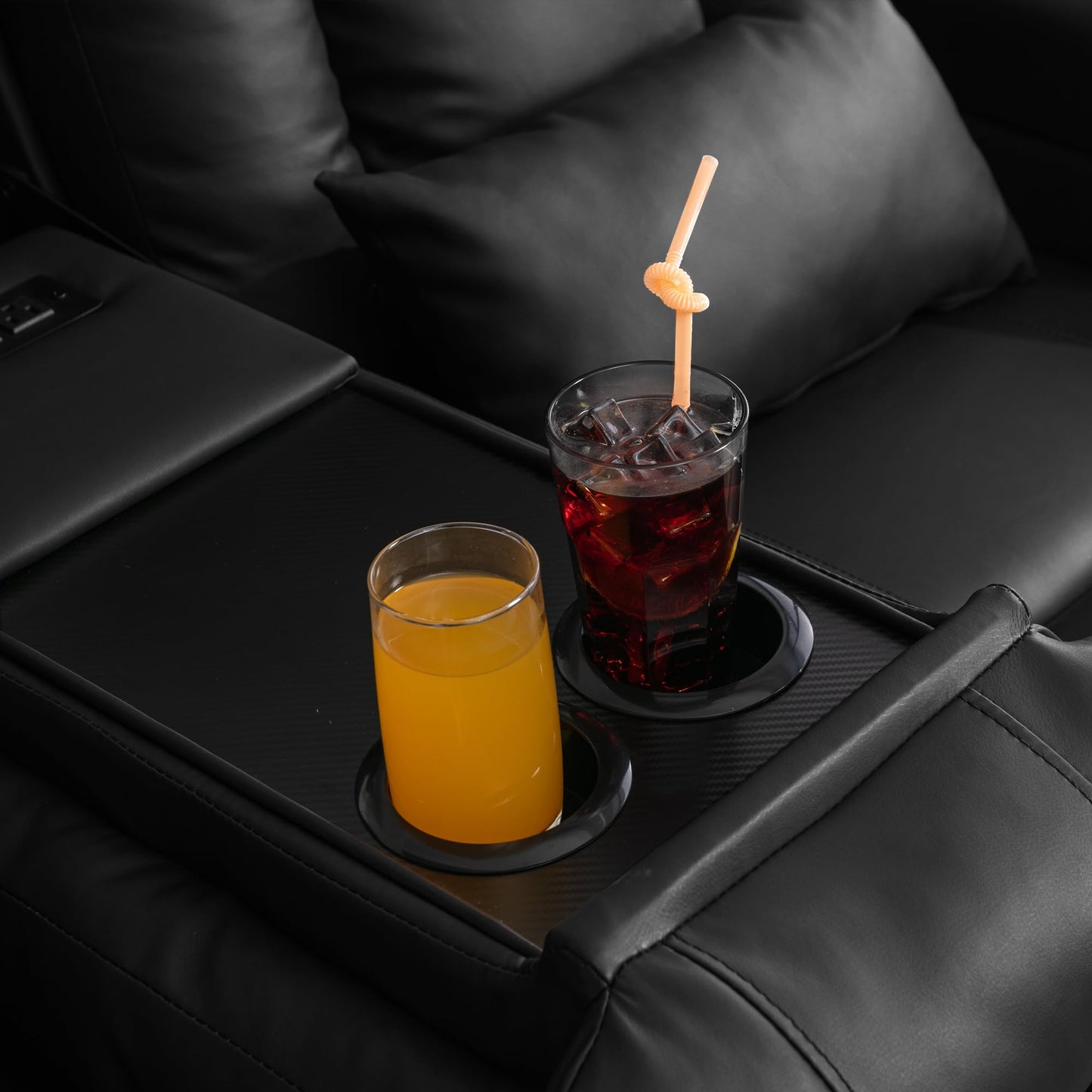 URRED Power Loveseat Recliner Sofa with Massage and Heat, Wall Hugger Reclining Loveseat with Console, RV Couch Home Theater Seating with LED Lights for Living Room (Black, 67" - 2 Seats)