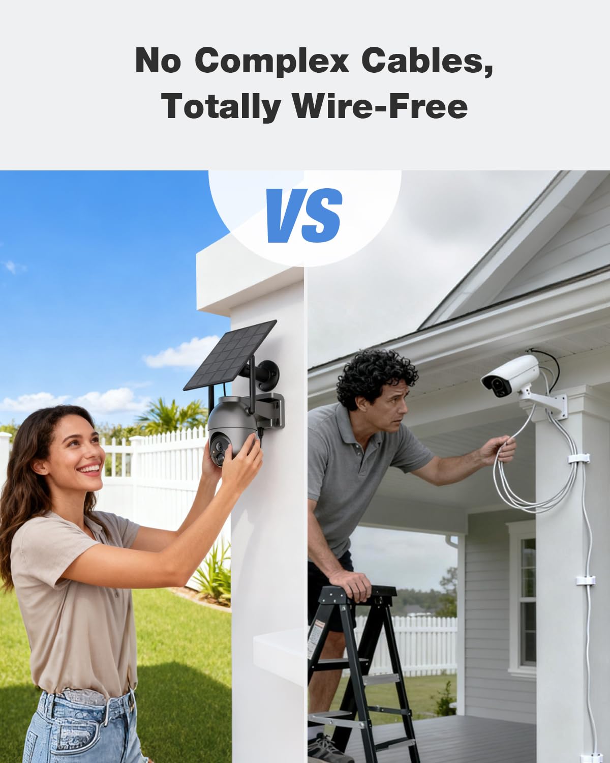 SEHMUA Security Cameras Wireless Outdoor (4-cam-kit), No Subscription Required, Color Night Vision, 360° PTZ, 4MP Live View, Instant Alerts, Solar Security Camera System Works 2.4G & 5G WiFi for Home
