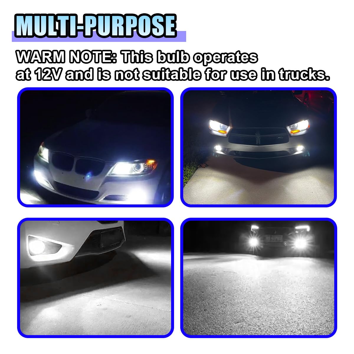 LHDOS 9005 Car LED Fog Light Bulbs, 1500 Lumen, 6500K White, Plug and Play, Black, Universal Replacement for Car, Truck, SUV