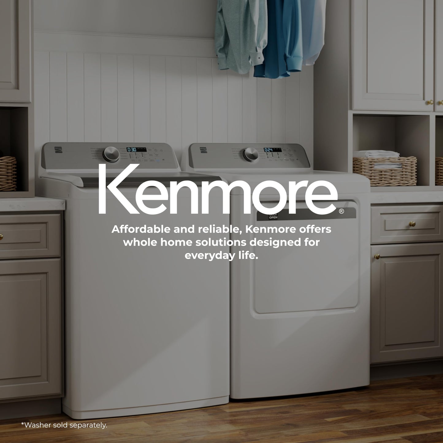 Kenmore 7.0 cu. ft. Front Load Electric Dryer - with Guard to Reduce Wrinkles & Static - Smart Sensor Drying - LED - White