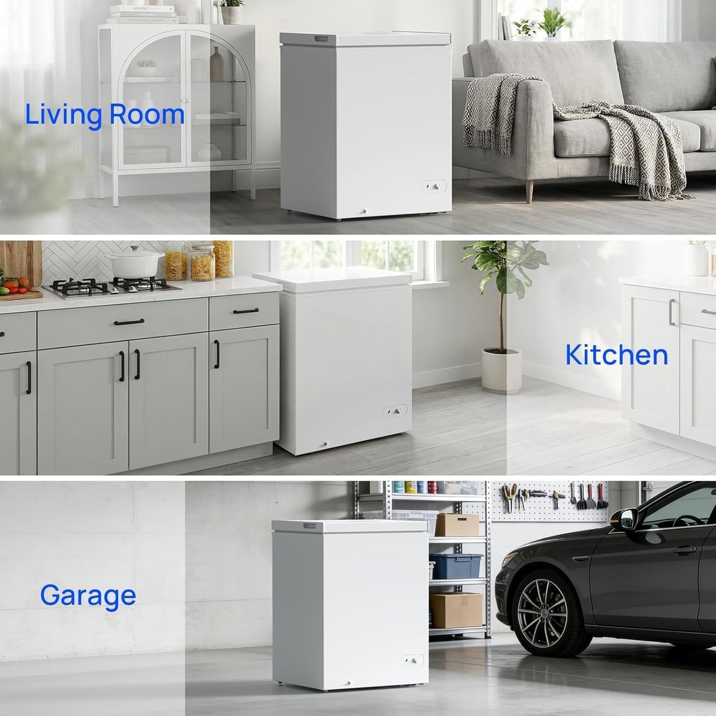 5.0 Cu Ft Chest Freezer with 3 Removable Baskets, Free-Standing Top Open Deep Freezer with 7 Adjustable Thermostat, Quiet Energy Saving Compact Freezer for Home/Apartment/Office/Garage/Dorm, White