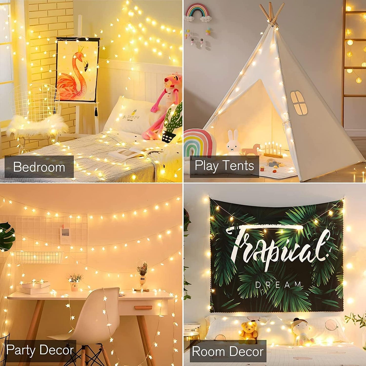 ANJAYLIA String Lights 100 LED 33 FT Battery Operated Warm White Fairy Lights for Indoor & Outdoor Decor, Model String Lights-2