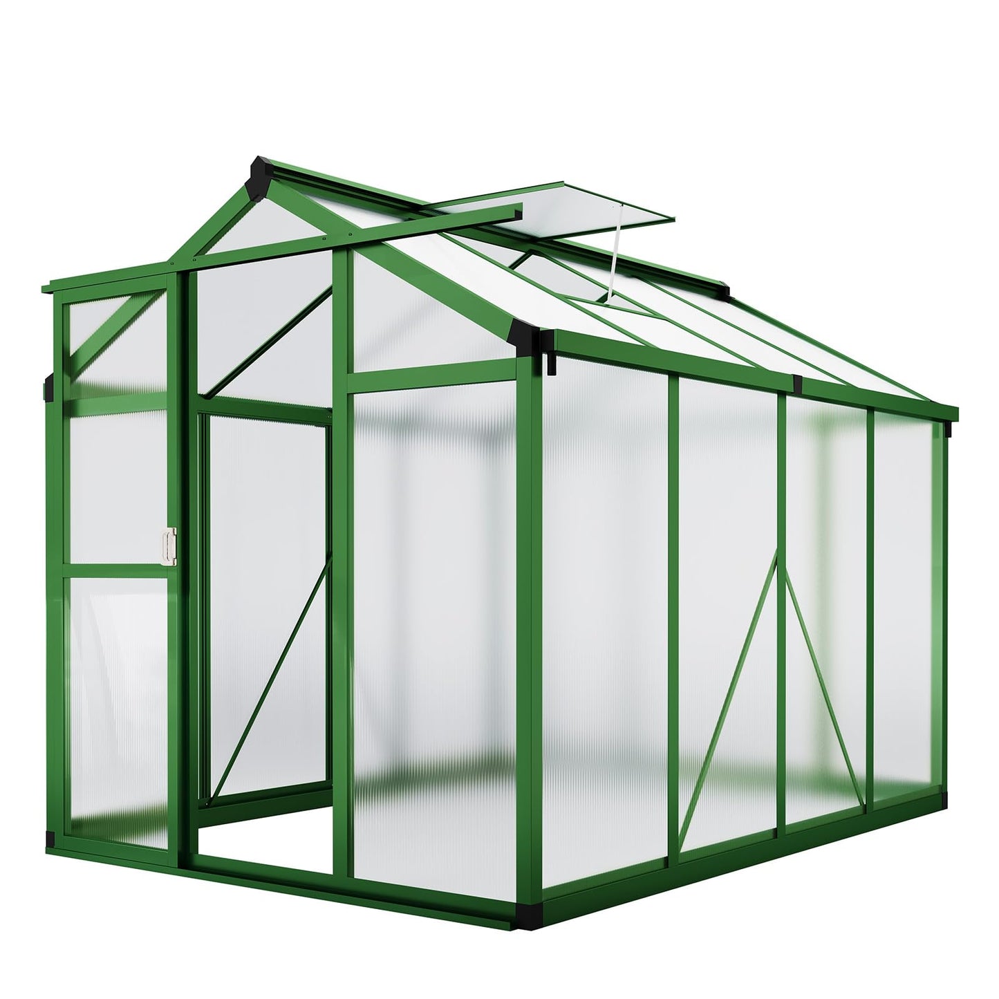Garvee 6x8 ft Greenhouse - Aluminum Greenhouses for Outdoors, Large Polycarbonate Greenhouse with Roof Vent, Heavy Duty Walk-in Green Houses for Outside Garden, Backyard, Patio, Lawn, Easy Assembly