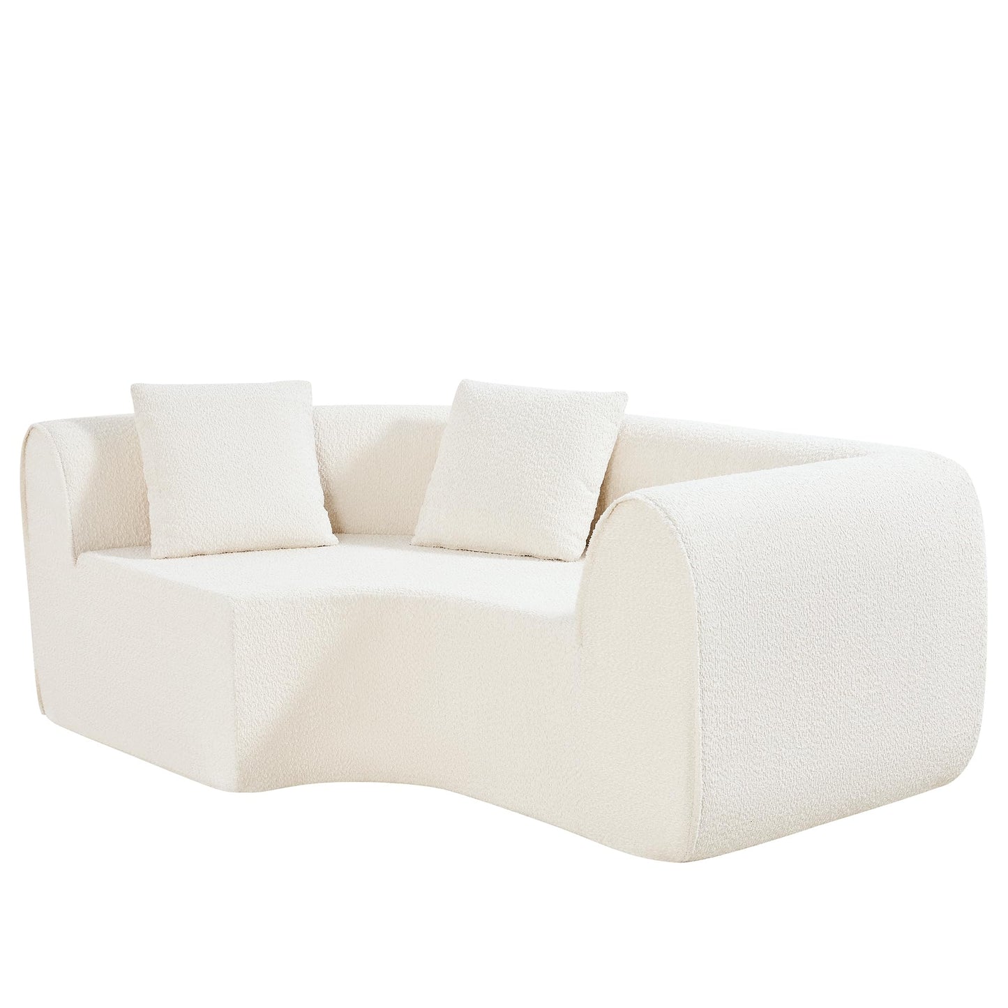Christopher Knight Home Reiss 110" Curved Modular Sectional Sofa, Comfy Sofa Couch with Chaise Lounge, Modern Cloud Couch with Deep Seat, Fabric Upholstered Set for Living Room Bedroom, White