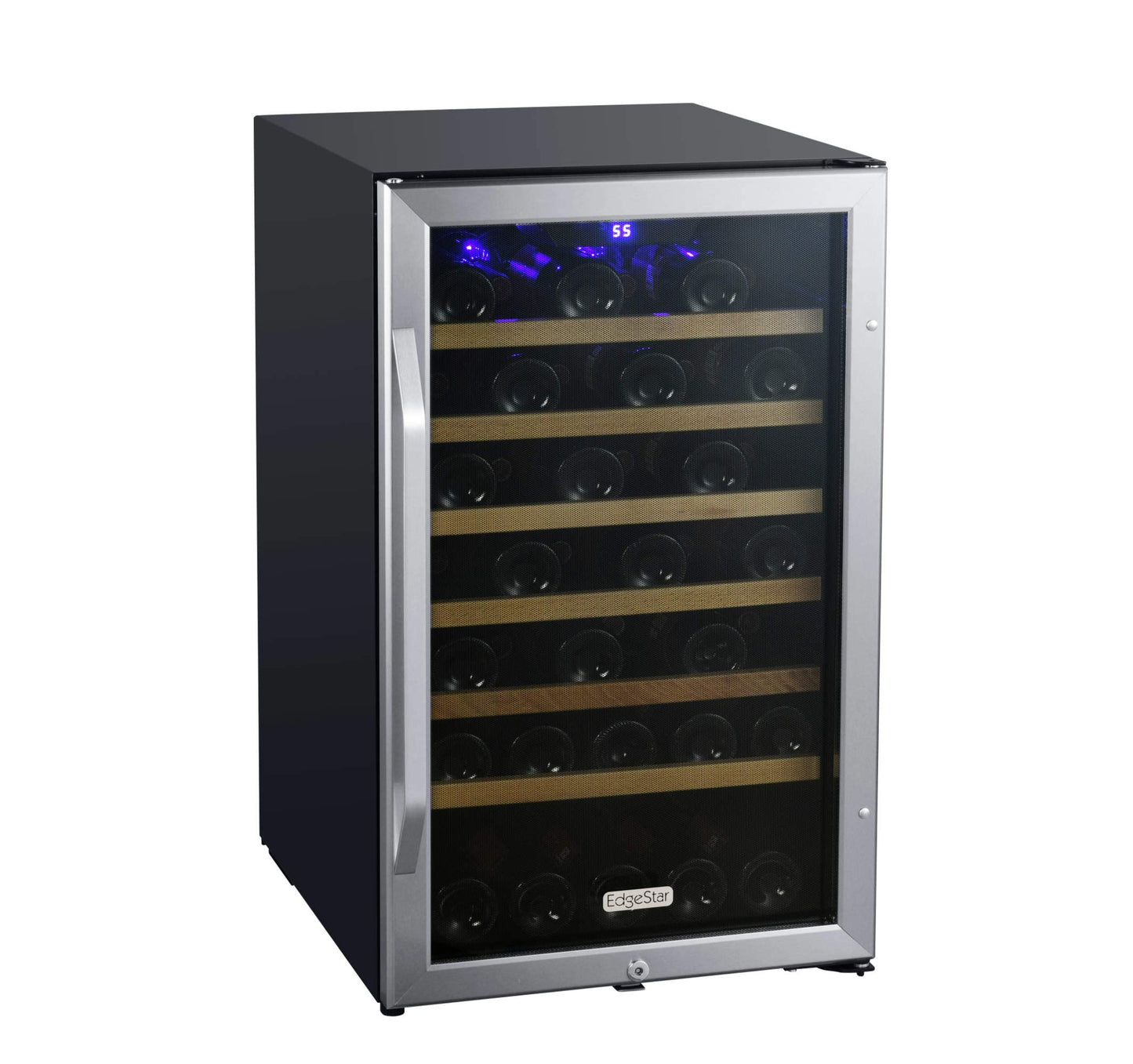 EdgeStar CWF440SZ 20 Inch Wide 44 Bottle Capacity Free Standing Wine Cooler with Reversible Door and LED Lighting