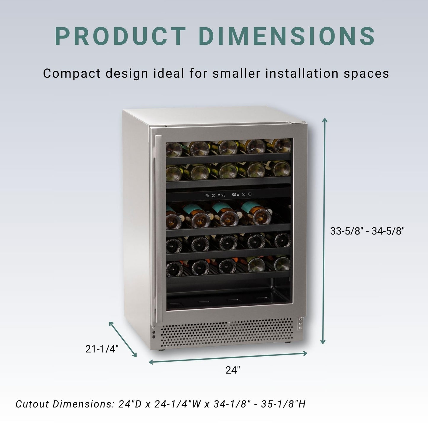 Marvel Northland Collection 24” Dual Zone Undercounter Wine Refrigerator, 5 Full-Extension Wine Racks, Stores up to 45 Bottles of Wine, Indoor/Outdoor Rated