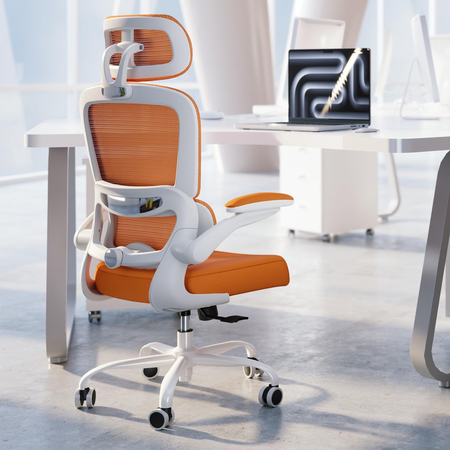 TRALT Office Chair Ergonomic Desk Chair, 330 LBS Home Mesh Office Desk Chairs with Wheels, Comfortable Gaming Chairs (Burnt Orange)