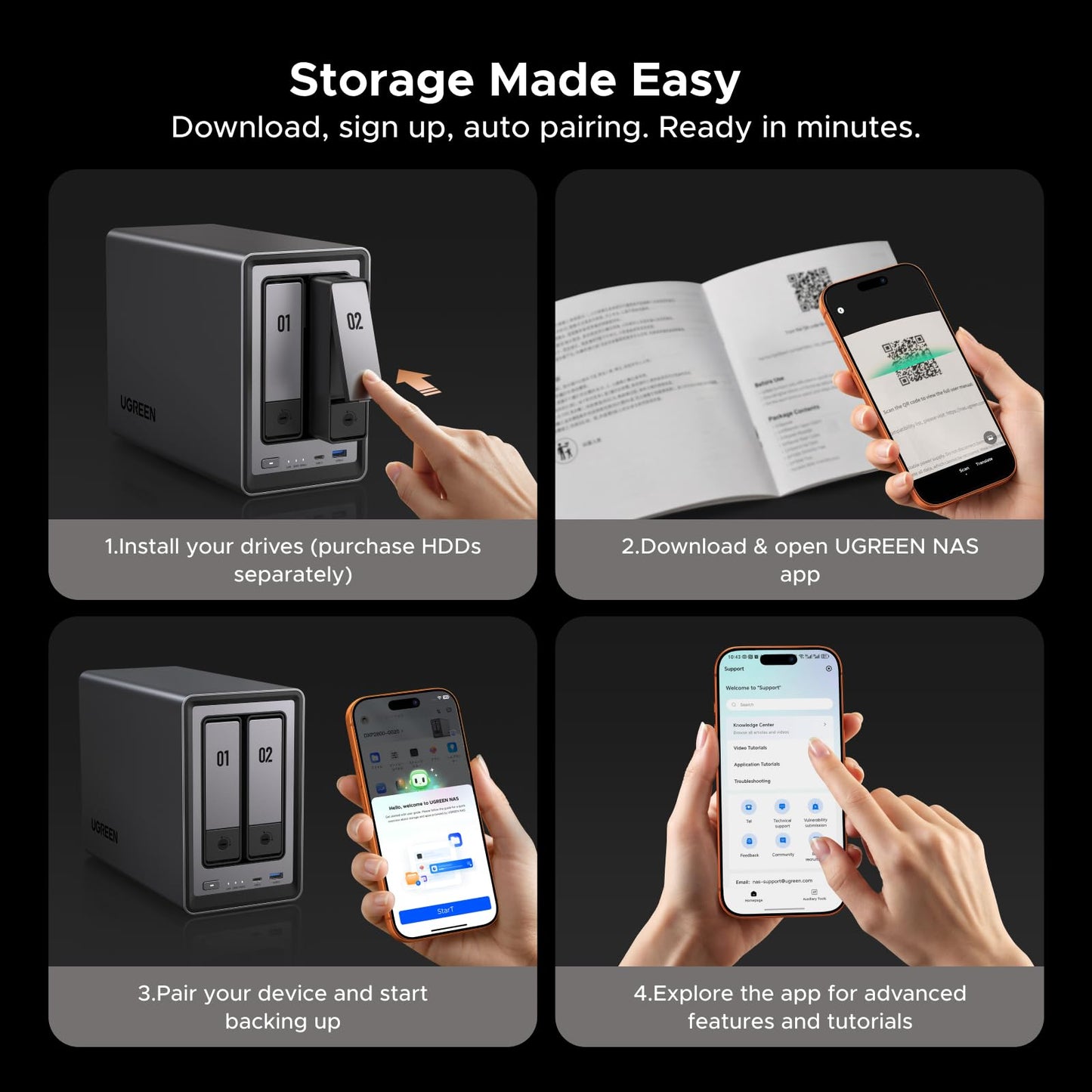 UGREEN NAS DXP2800 2-Bay Desktop Network Attached Storage, Intel N100 Quad-Core CPU, 8GB DDR5 RAM, 2.5GbE, 2X M.2 NVMe Slots, 4K HDMI, Ideal for Content Creators and Enthusiasts (Diskless)