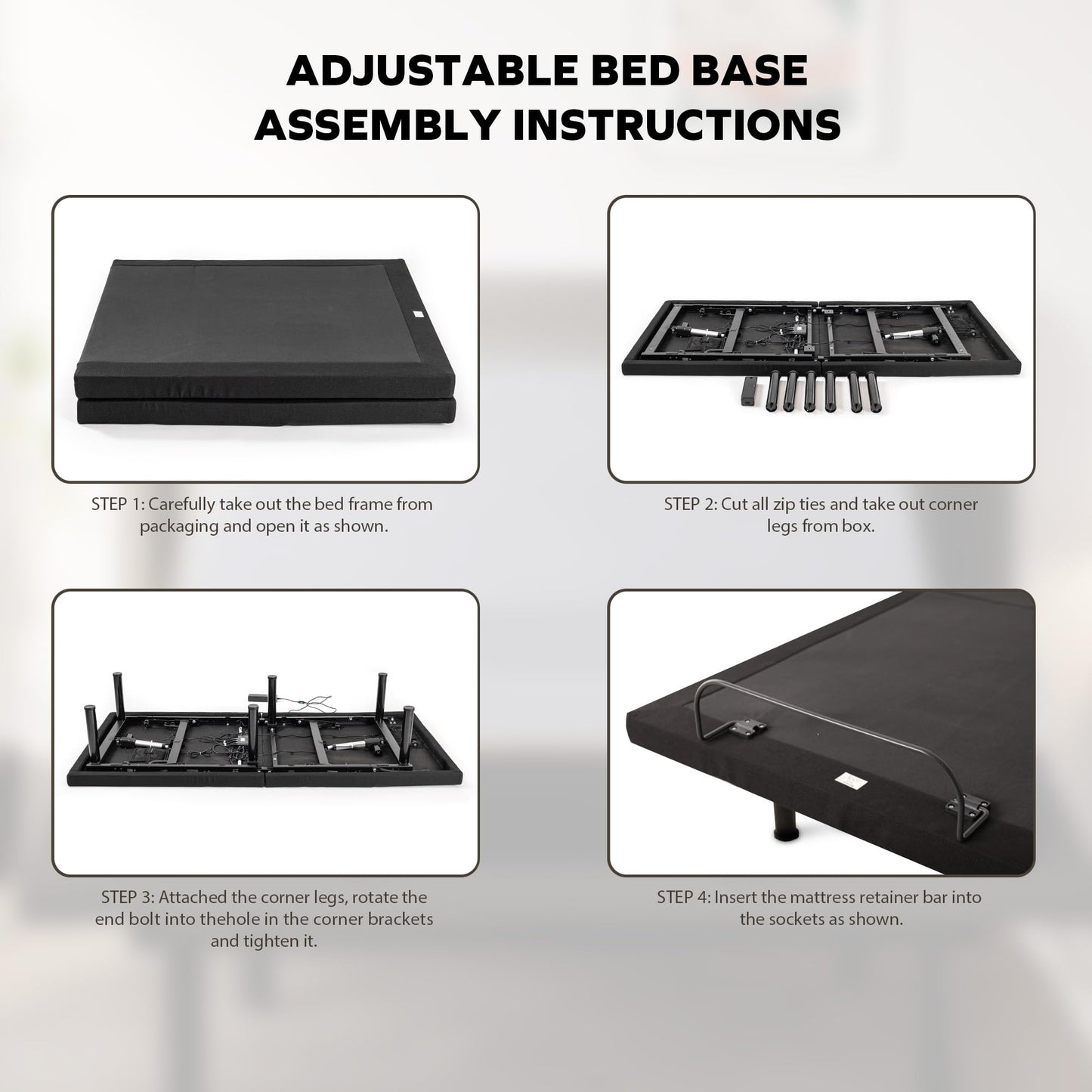 MLILY EGOHOME Split King Adjustable Bed Frame and 14 inch Memory Foam Mattress, Wireless Remote Adjustable Bed Base with 12" Adjustable Legs and Head and Foot Incline, Zero Gravity, Easy Assembly