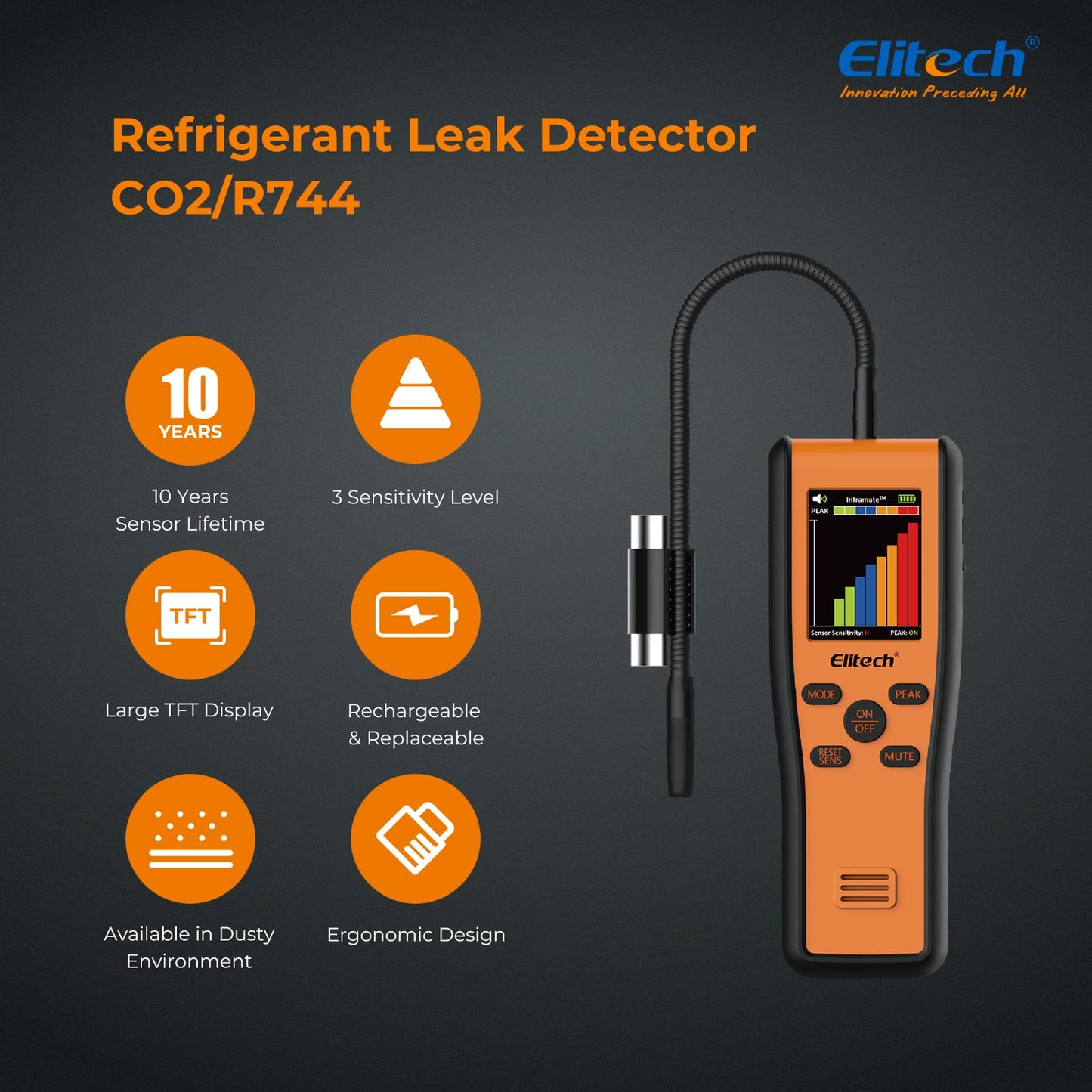 Elitech Inframate C Infrared R-744 Refrigerant Leak Detector Carbon Dioxide CO2 Leakage Tester