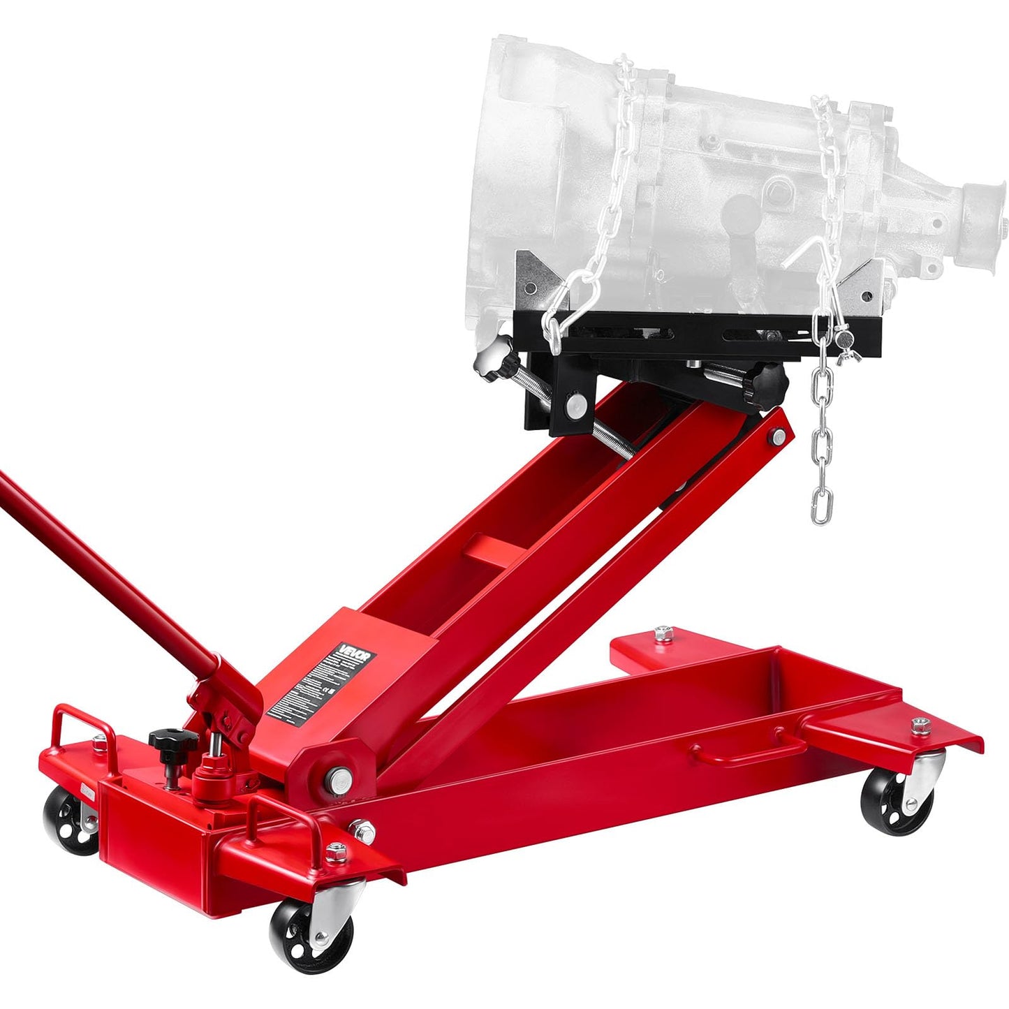 VEVOR Adjustable Floor Transmission Jack 2200 lbs/1T Low Profile Hydraulic Transmission Telescoping Heavy-Duty Lift Jack 7.28-27.6 in Lifting Height, 360° Swivel Front Wheels