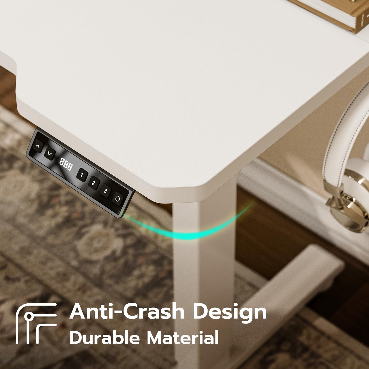 Acrolix L Shaped Electric Standing Desk - 59x40 Inch Reversible Corner Sit Stand Desk with Hook&Cup Holder,Electric Height Adjustable Table,for Home Office Gaming Computer Desk, White